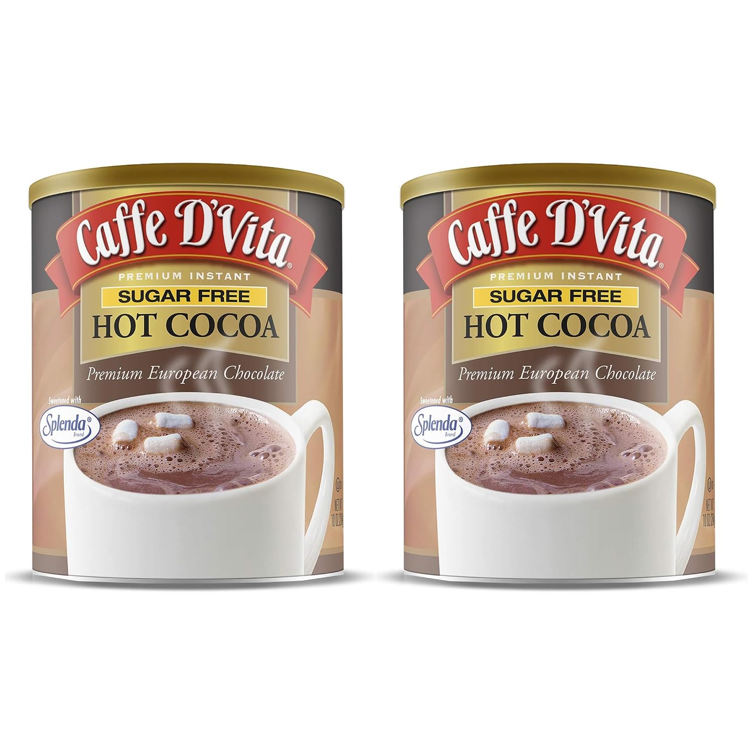 Caffe D'Vita Sugar Free Hot Cocoa Mix, Gluten Free - 10 Oz Can | Hot Chocolate Mix, Low Fat, No Cholesterol, No Hydrogenated Oils or Trans Fat, Kosher, Cocoa Bulk