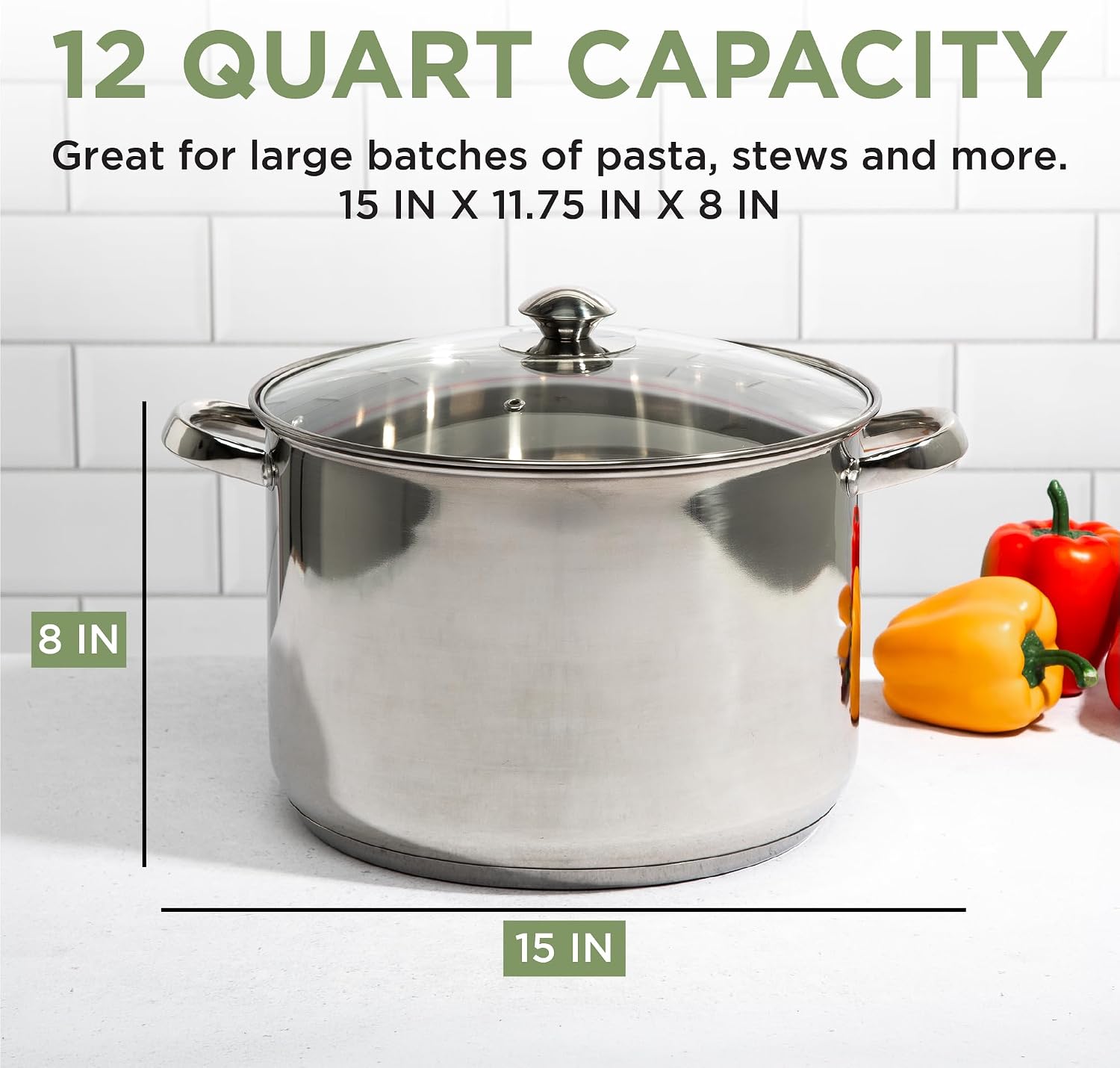 Ecolution Stainless Steel Sauce Pan, Encapsulated Induction Ready Cooking Pot with Glass Lid, Oven Safe, Dishwasher Safe Soup Pot, 2-Quart