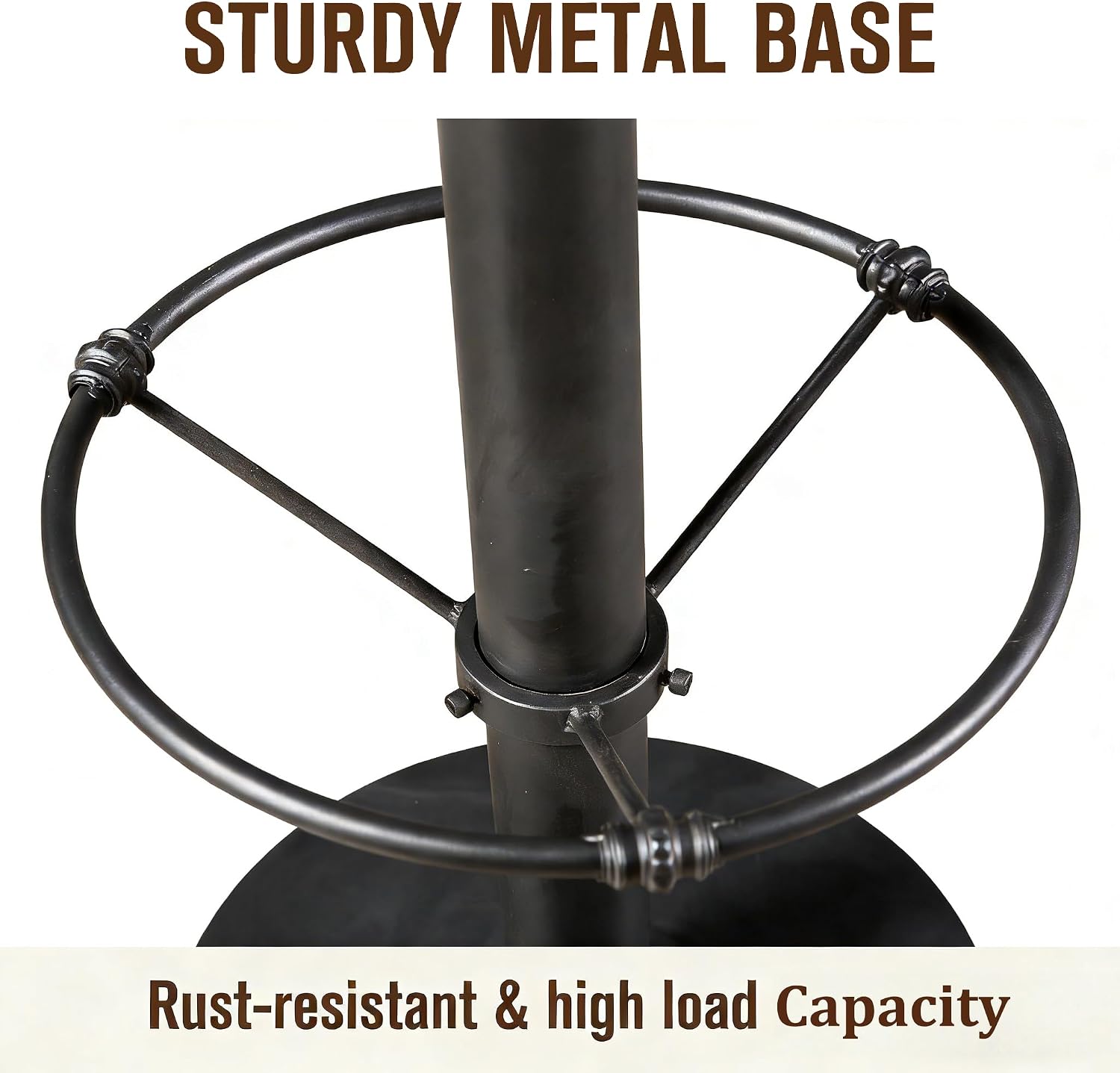LOKKHAN 42" Tall Rustic Industrial Bar Table 19.68" Dia Round Wooden Top Metal Frame Height Fixed Standing Pub Dining Room Bistro Cocktail Table, Black & Brown