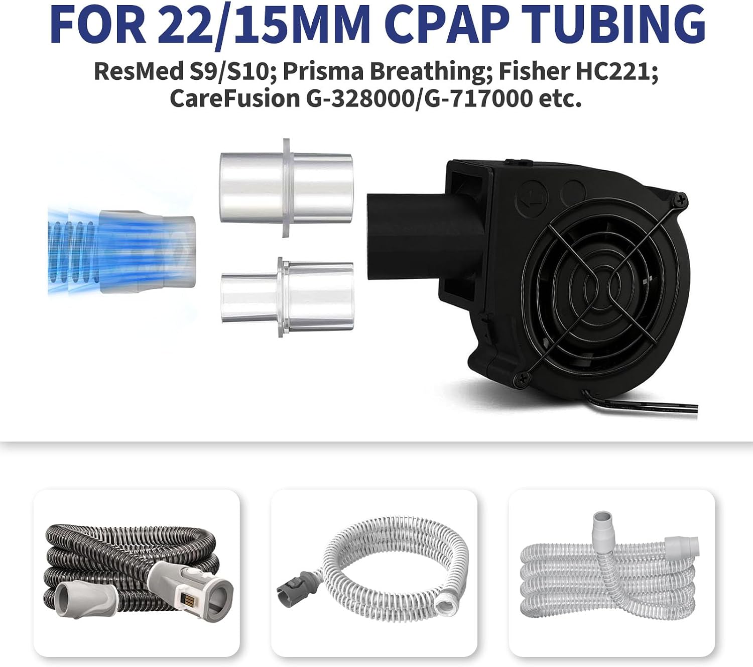 CPAP Hose Dryer Cleaning Kit: Fast-Drying Silent Blower Fan Cleaner for Resmed Airsense 10/11 Heated Tubing