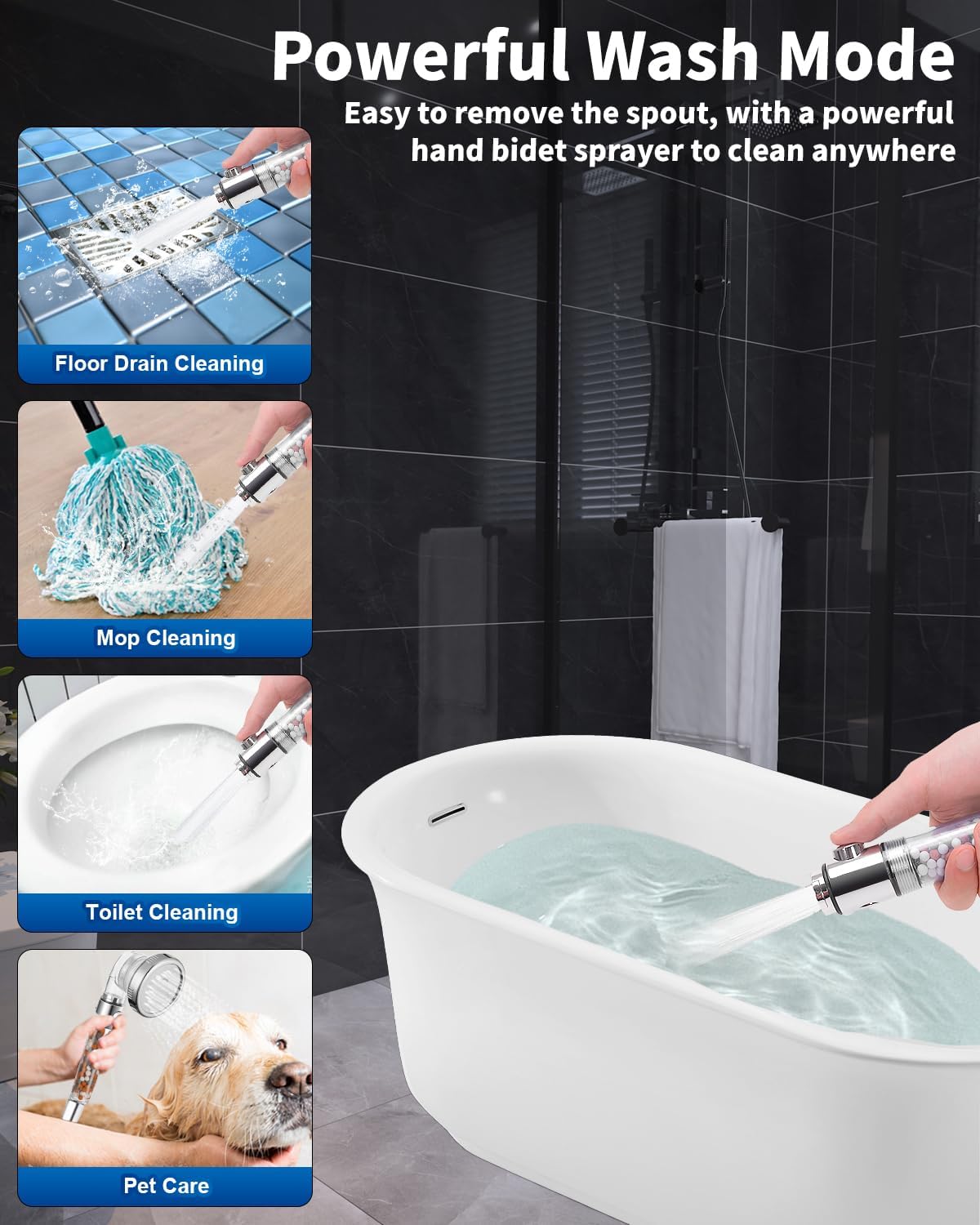 Filtered Shower Head with Handheld, High Pressure, for Hard Water