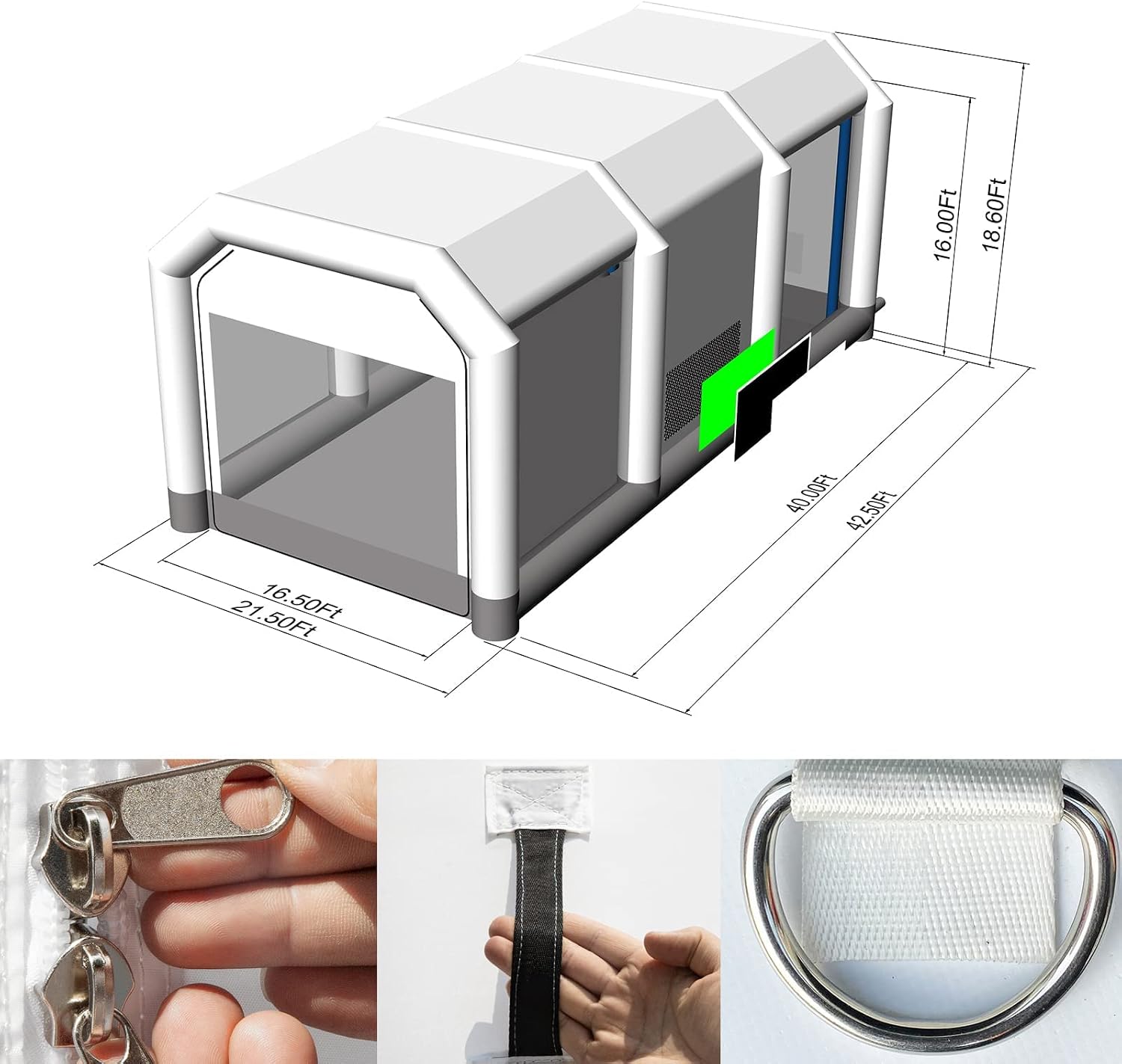 GORILLASPRO Portable Inflatable Paint Booth 26x15x10Ft, Inflatable Spray Booth with 2 Blowers (950W+950W)