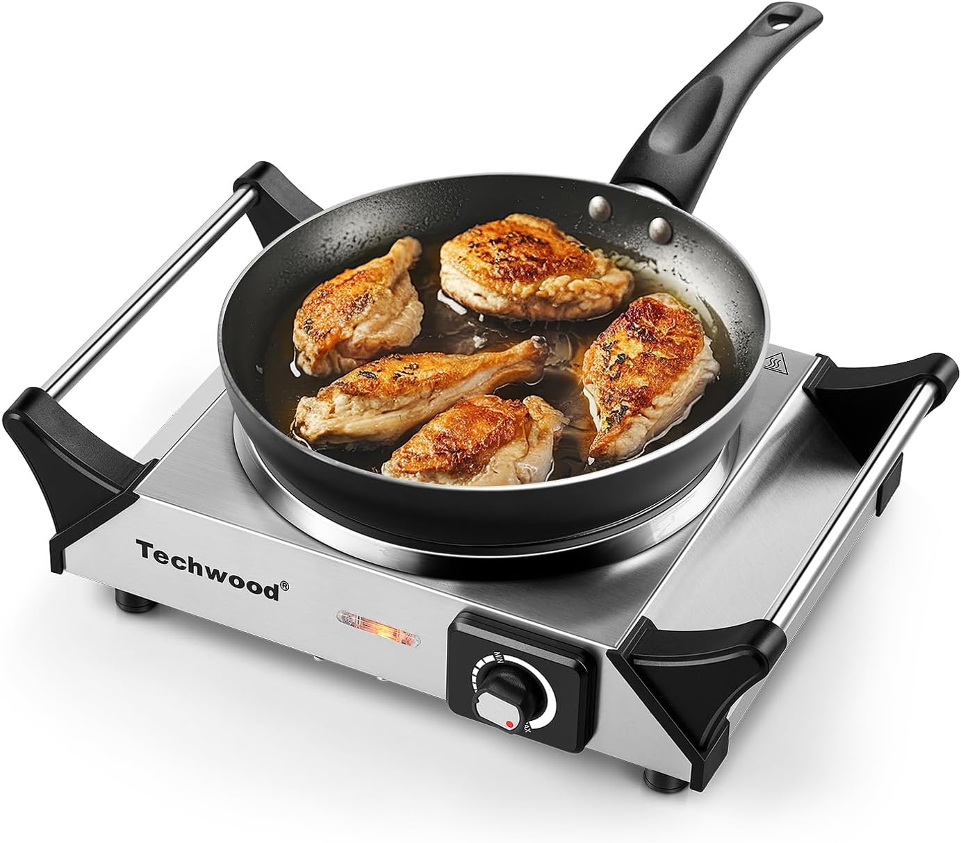 Hot Plate, Techwood Electric Stove for Cooking, 1500W Countertop Single Burner with Adjustable Temperature and Handles