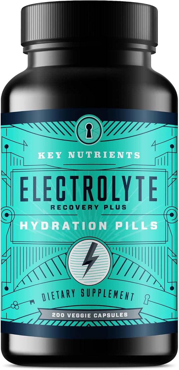 KEY NUTRIENTS Sugar Free Electrolyte Tablets, Hydration Pills, 200 Capsules