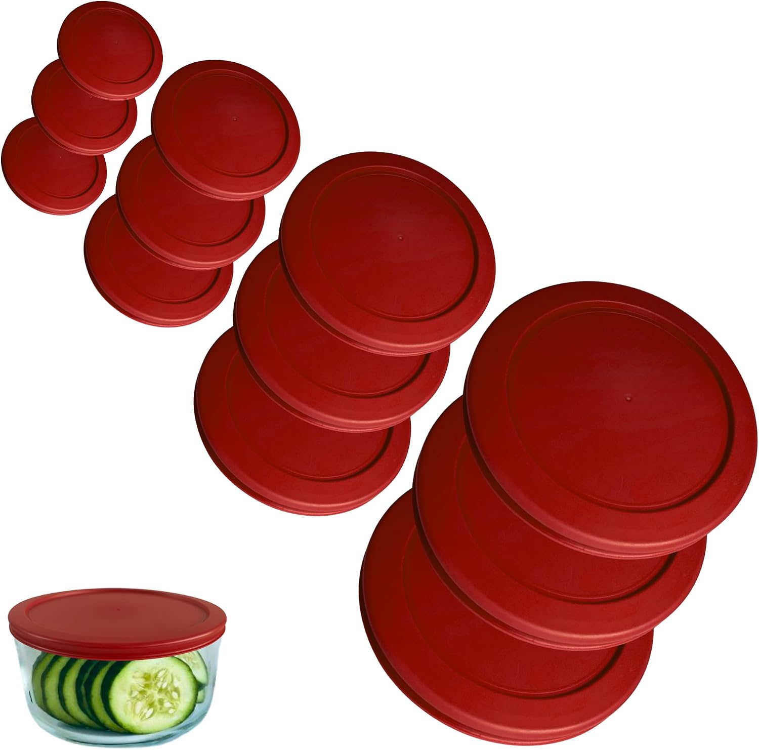 1, 2, 4 & 7 Cup Green, Orange, Blue, Red Replacement Lids/Covers for Pyrex