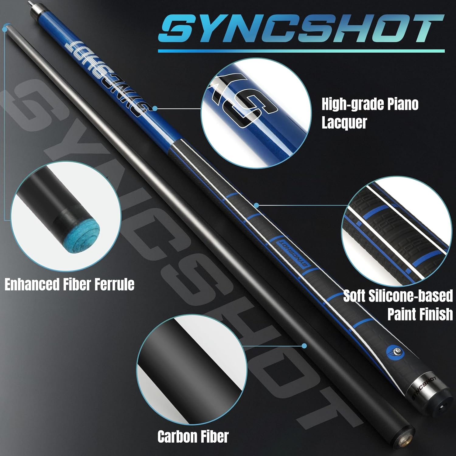 Carbon Fiber Pool Cue Stick 58" Professional Pool Sticks for Adults Full Carbon Technology Tacos De Billiar Low Deflection Billiard Pool Table Cues 3 Colors Available
