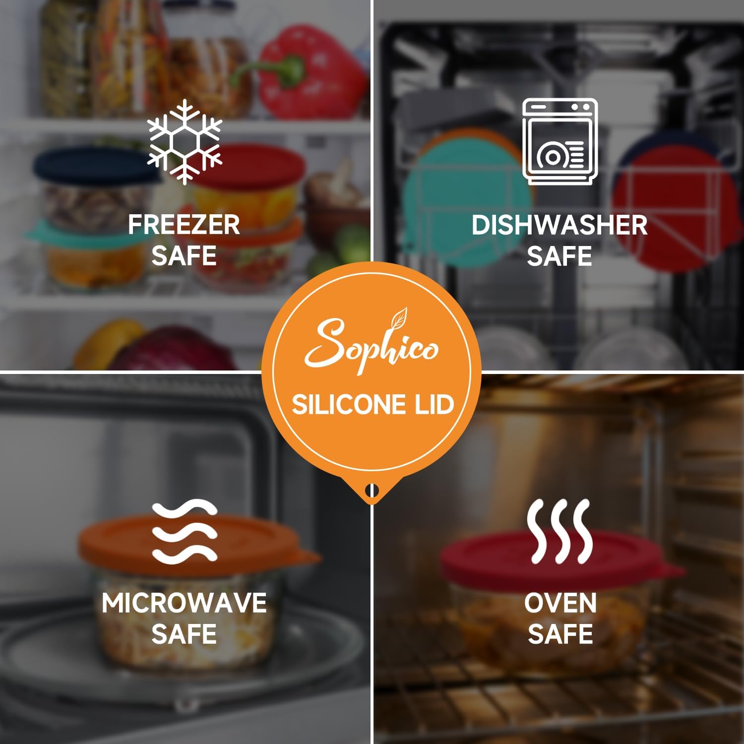 SOPHICO 4 Cup Silicone Lids Replacement for Pyrex & Anchor Hocking 7201-PC
