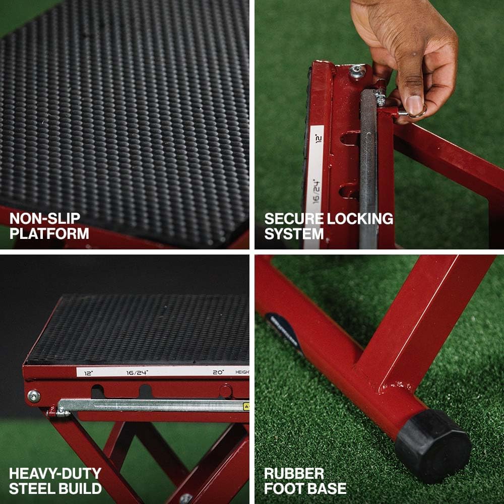 Titan Fitness Adjustable Steel Plyometric Box, 12", 16", 20" & 24" Height Settings, Heavy-Duty Plyo Jump Box for Box Jumps, Step-Ups, Agility