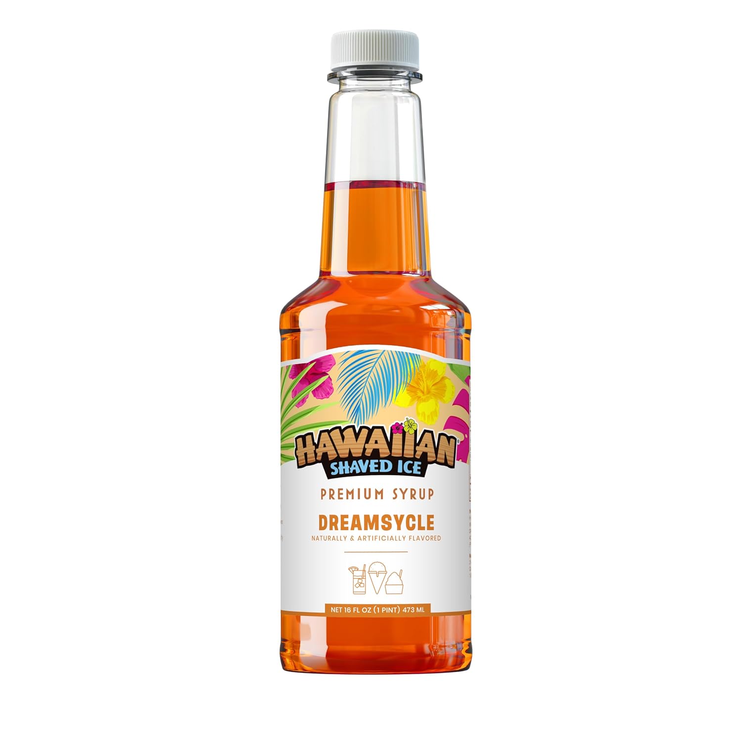 Hawaiian Shaved Ice Blue Raspberry Syrup - Made Nut Soy Dairy Free in the USA - Flavor Fluffy Shaved & Crunchy Snow Cone - Shelf Stable After Opening - Makes 8 Servings - 16 ounces