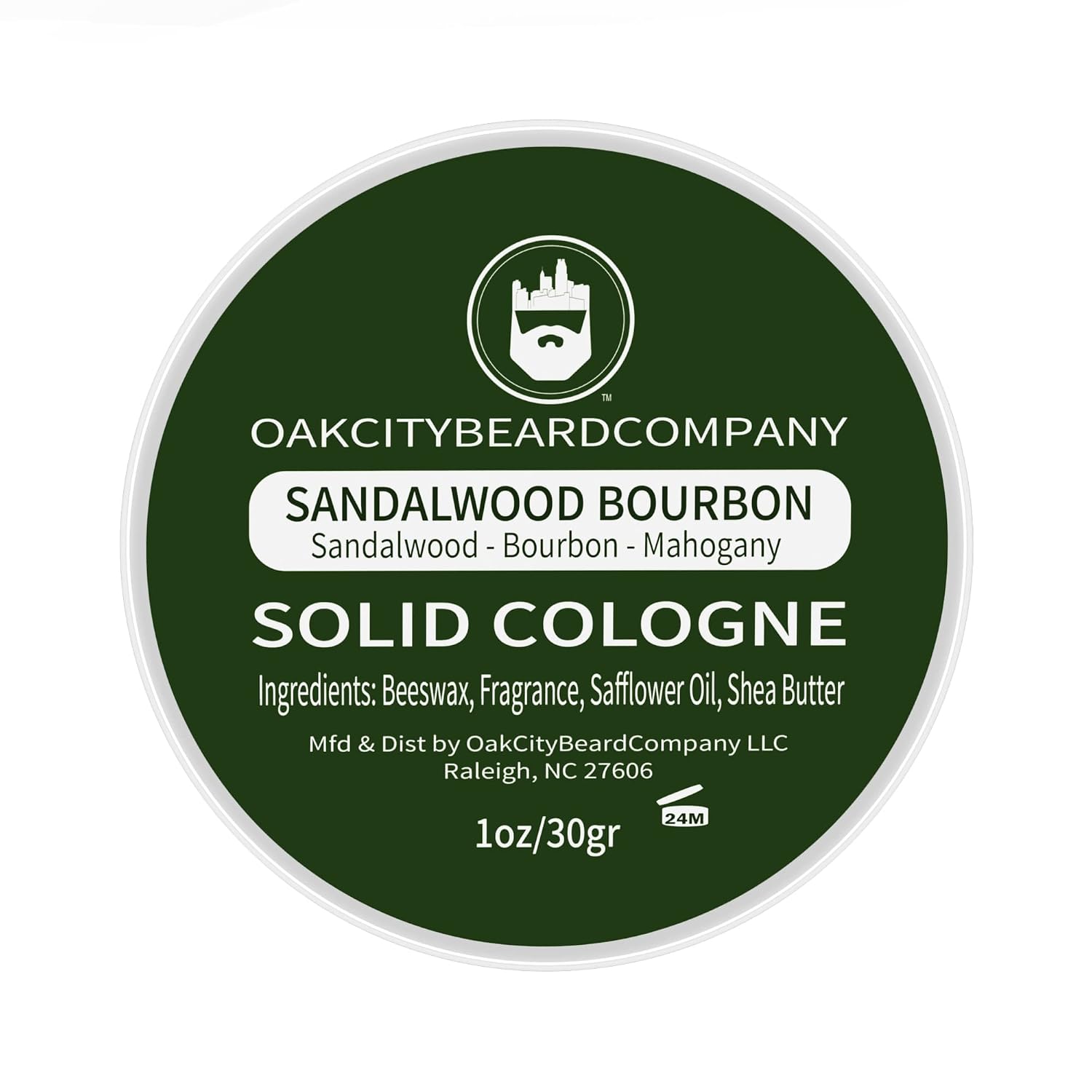 Oak City Beard Company - Sandalwood Bourbon - Solid Cologne - 1 Ounce - Sandalwood - Bourbon - Mahogany - Our Most Popular Scent!