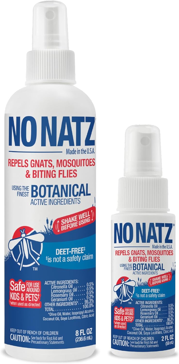 No Natz Botanical Insect Repellent, DEET-Free, Made with Natural Essential Oils, Non-Greasy Formula, Made in the USA, Fresh Scent