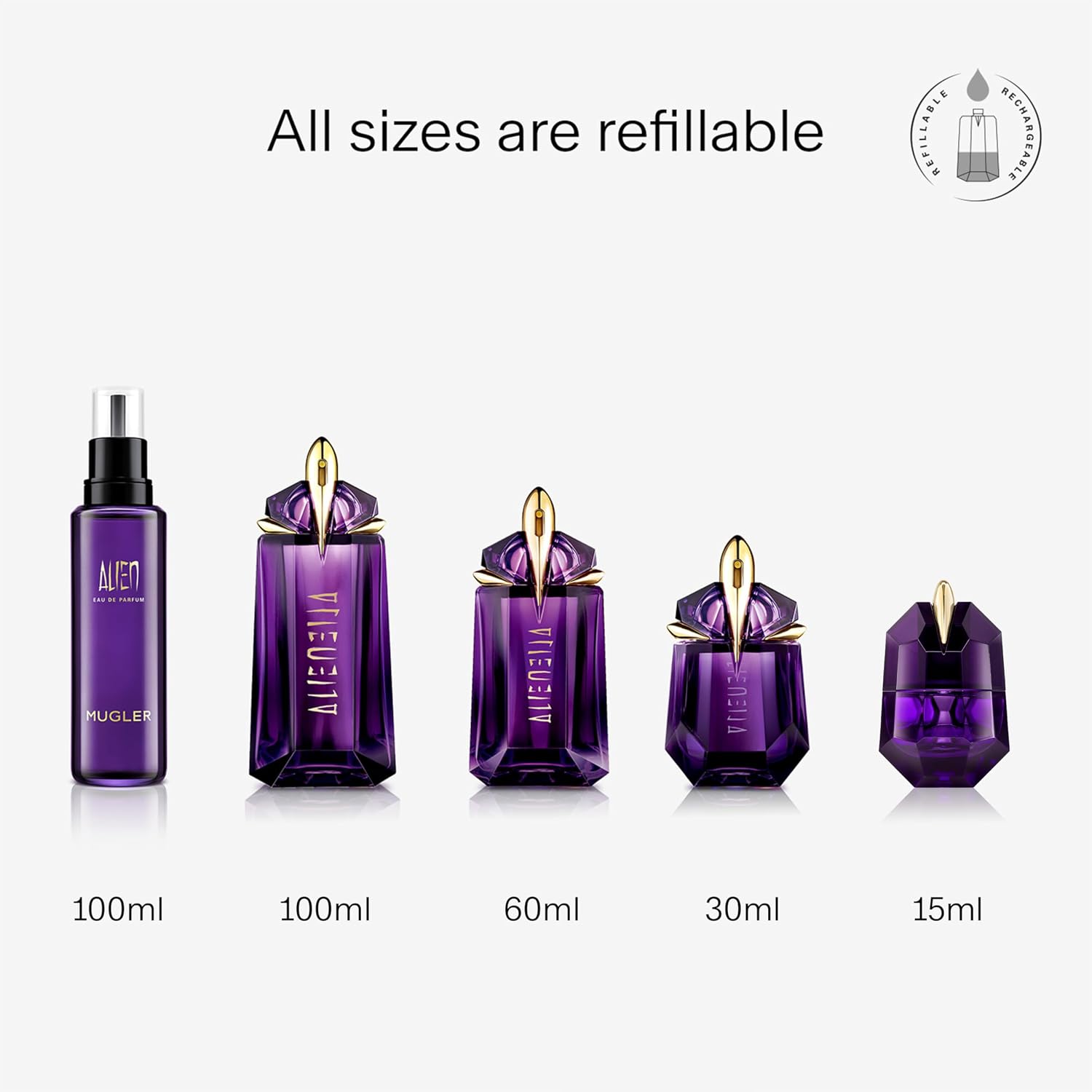 Mugler Alien Eau de Parfum - Long Lasting Floral Woody Womens Perfume | Fragrance With Jasmine, Cashmeran Wood & Amber - Bold Feminine Fragrance Perfect for Daily Wear- Refillable Bottle