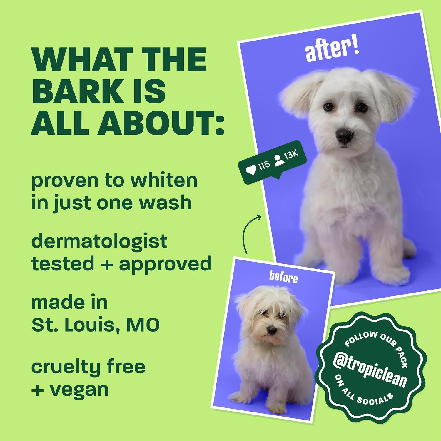 TropiClean Deodorizing Dog Shampoo for Smelly Pets, Long Lasting Odor Control, Puppy Safe, Made in the USA, Berry Scent, Cat Friendly, 20oz.