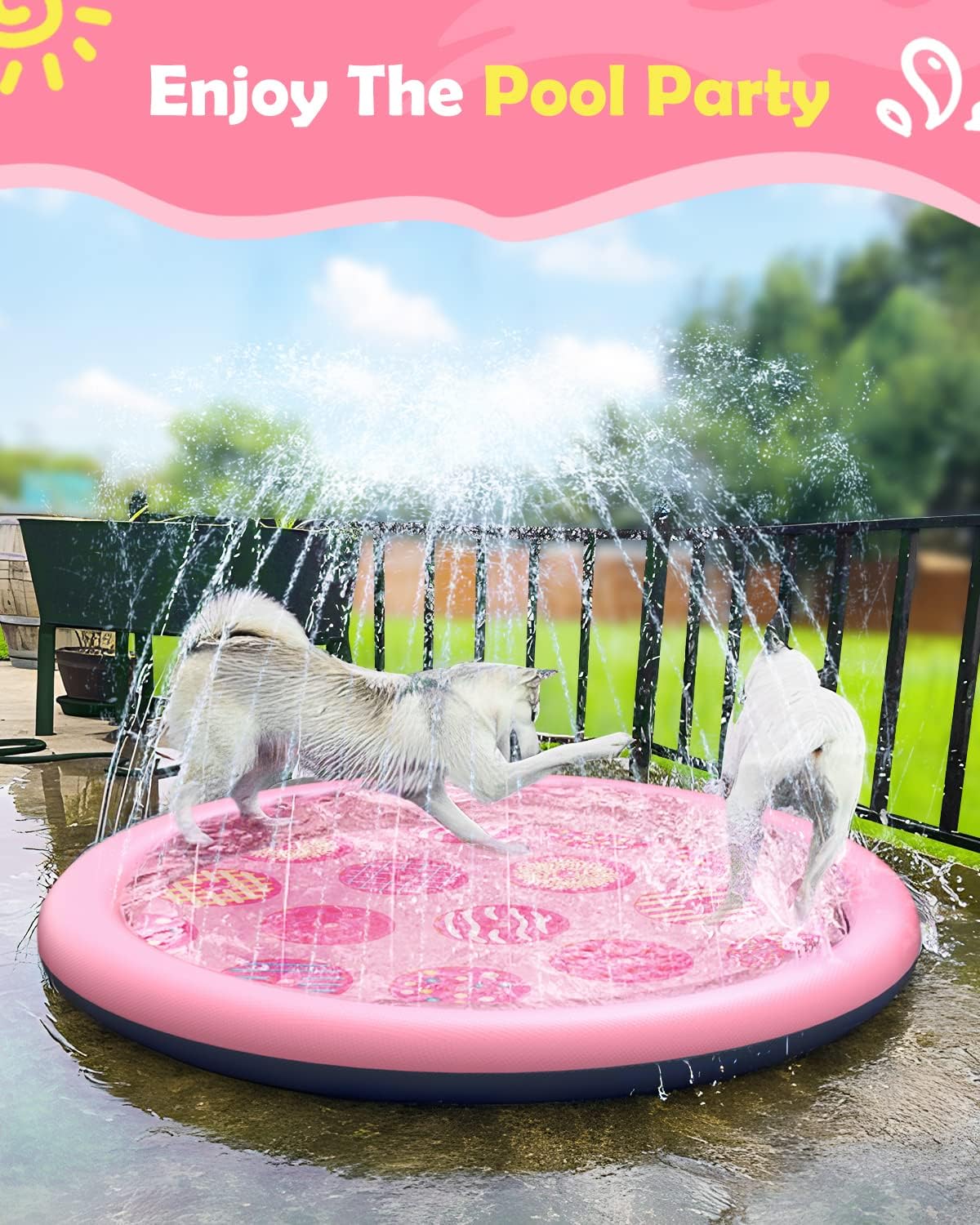 Peteast Dog Pool, Anti-Slip Splash Pad for Dogs, 67 in, Blue