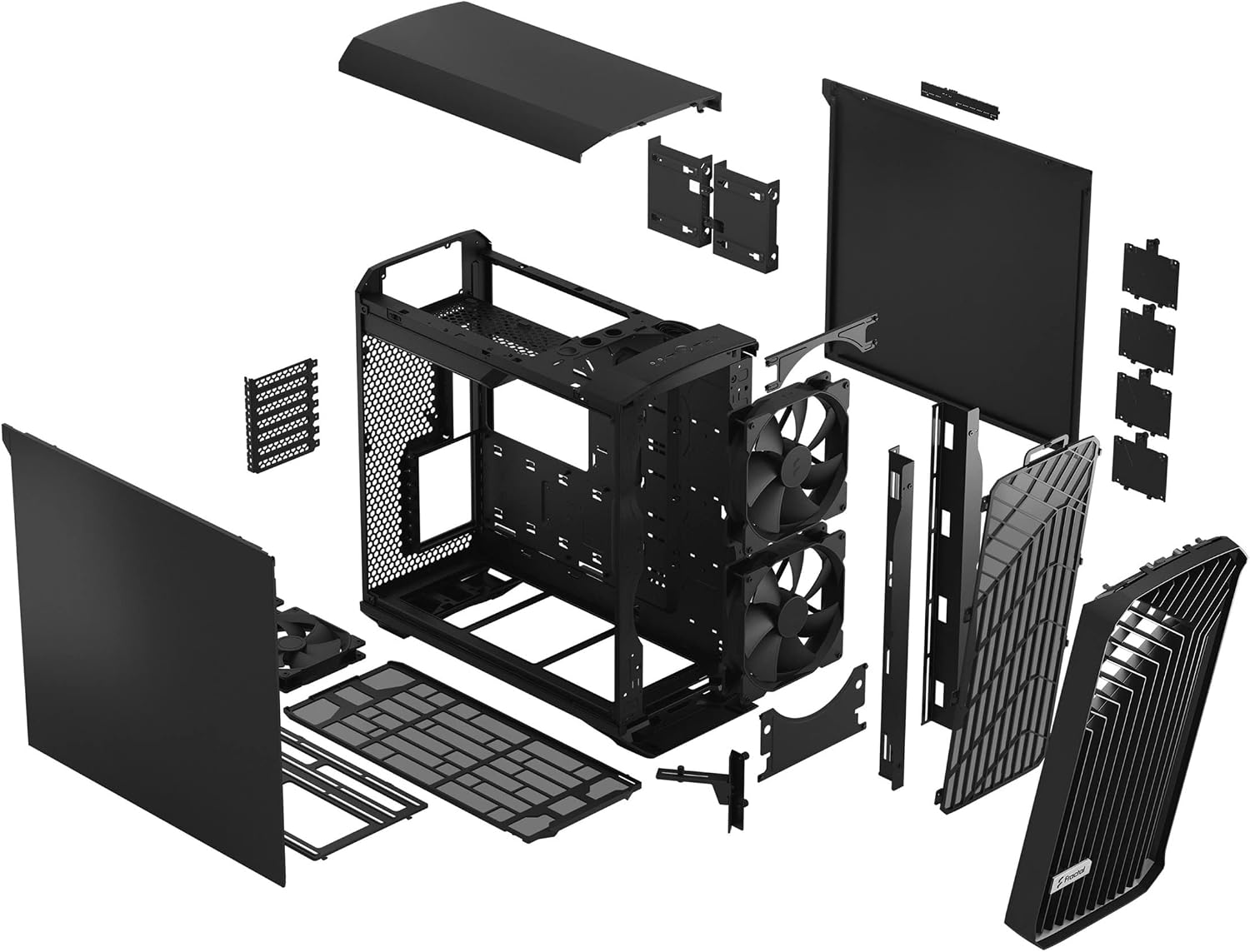 Fractal Design Torrent Black - Light Tint Tempered Glass Side Panel - Open Grille for Maximum air Intake - Two 180mm PWM and Three 140mm Fans