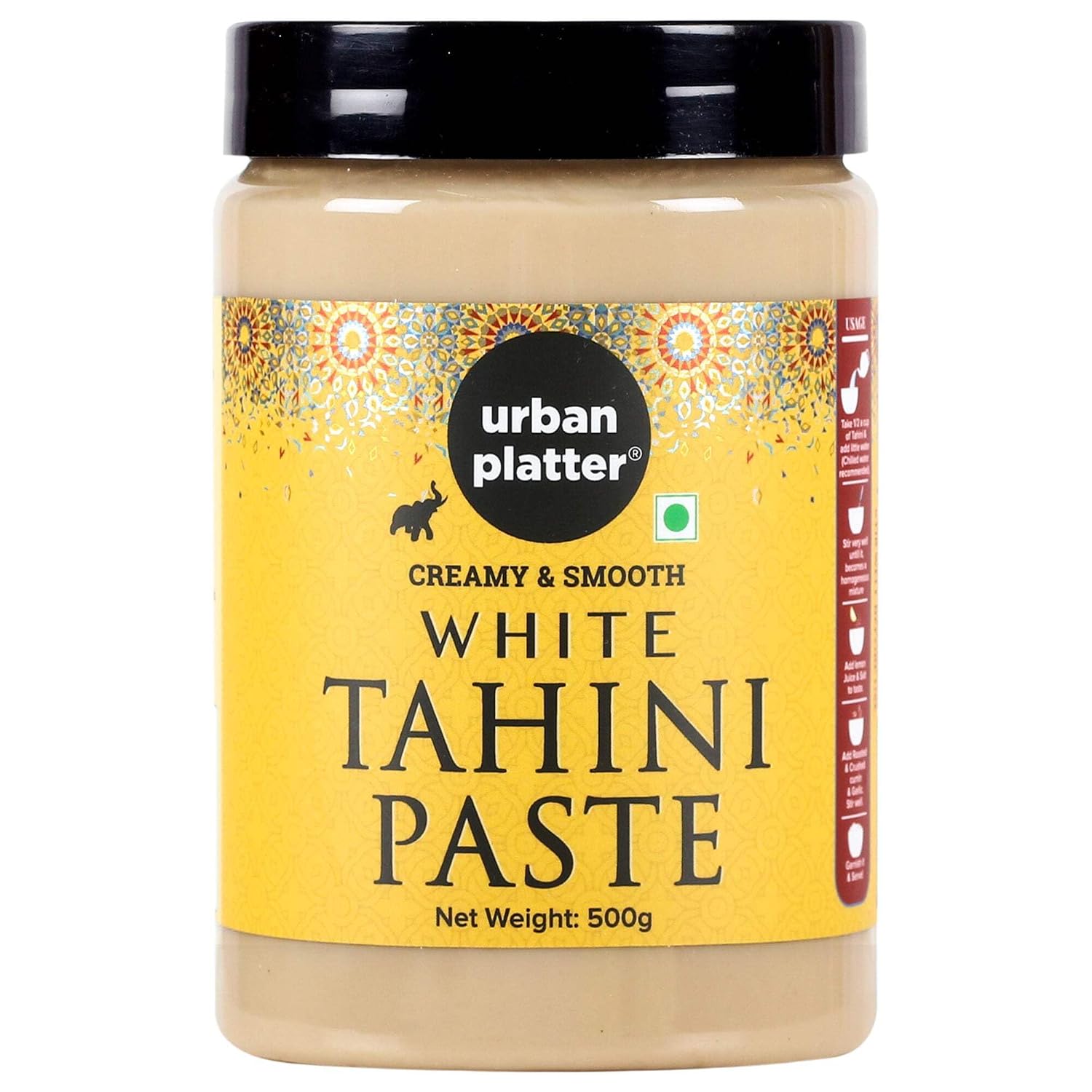 Urban Platter White Tahini Paste | 17.64 Oz (500g) | Creamy & Smooth Sesame Seed Paste | Ideal for Hummus, Salad Dressings, Sauce