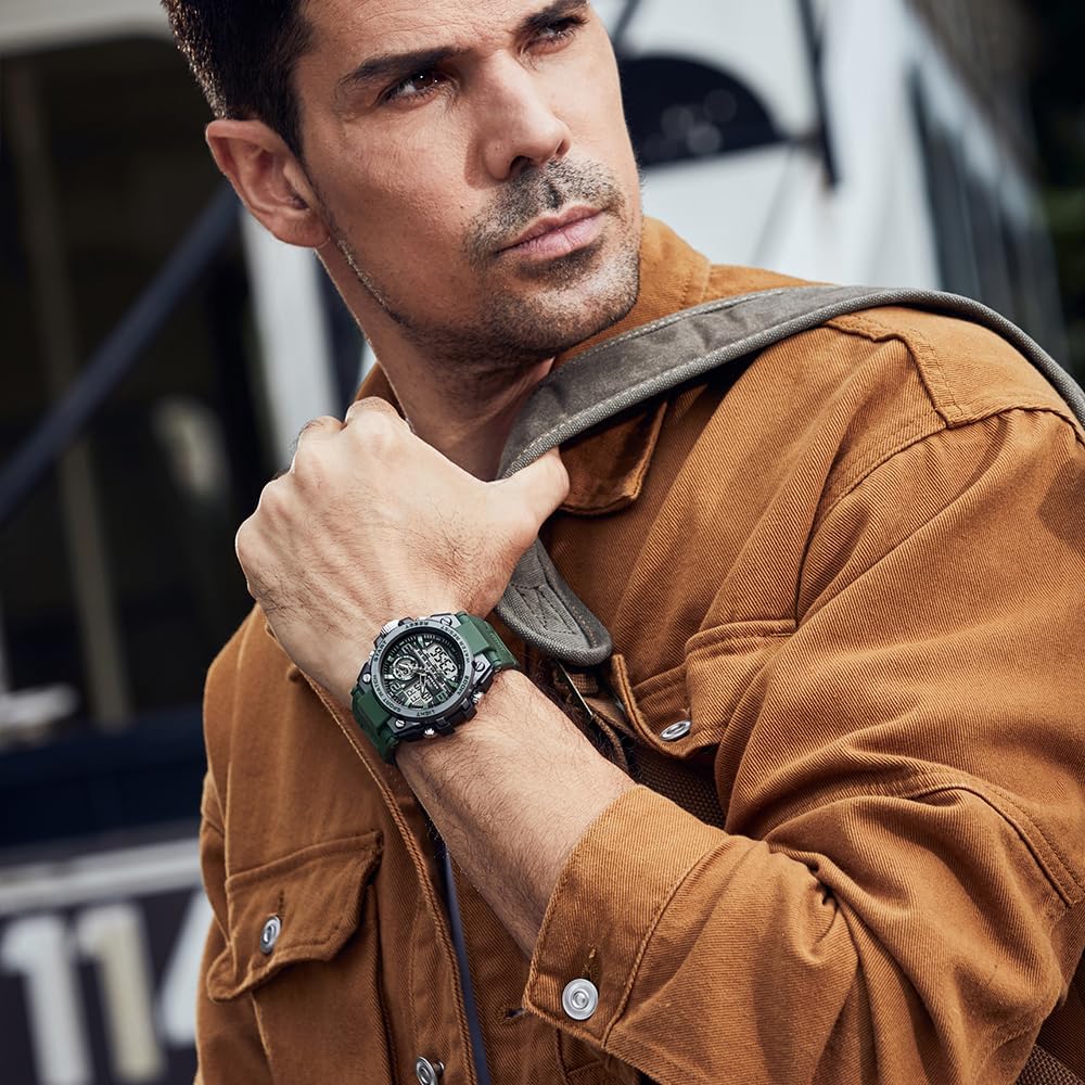 KXAITO Men's Watches Sports Outdoor Waterproof Military Watch Date Multi Function Tactics LED Alarm Stopwatch