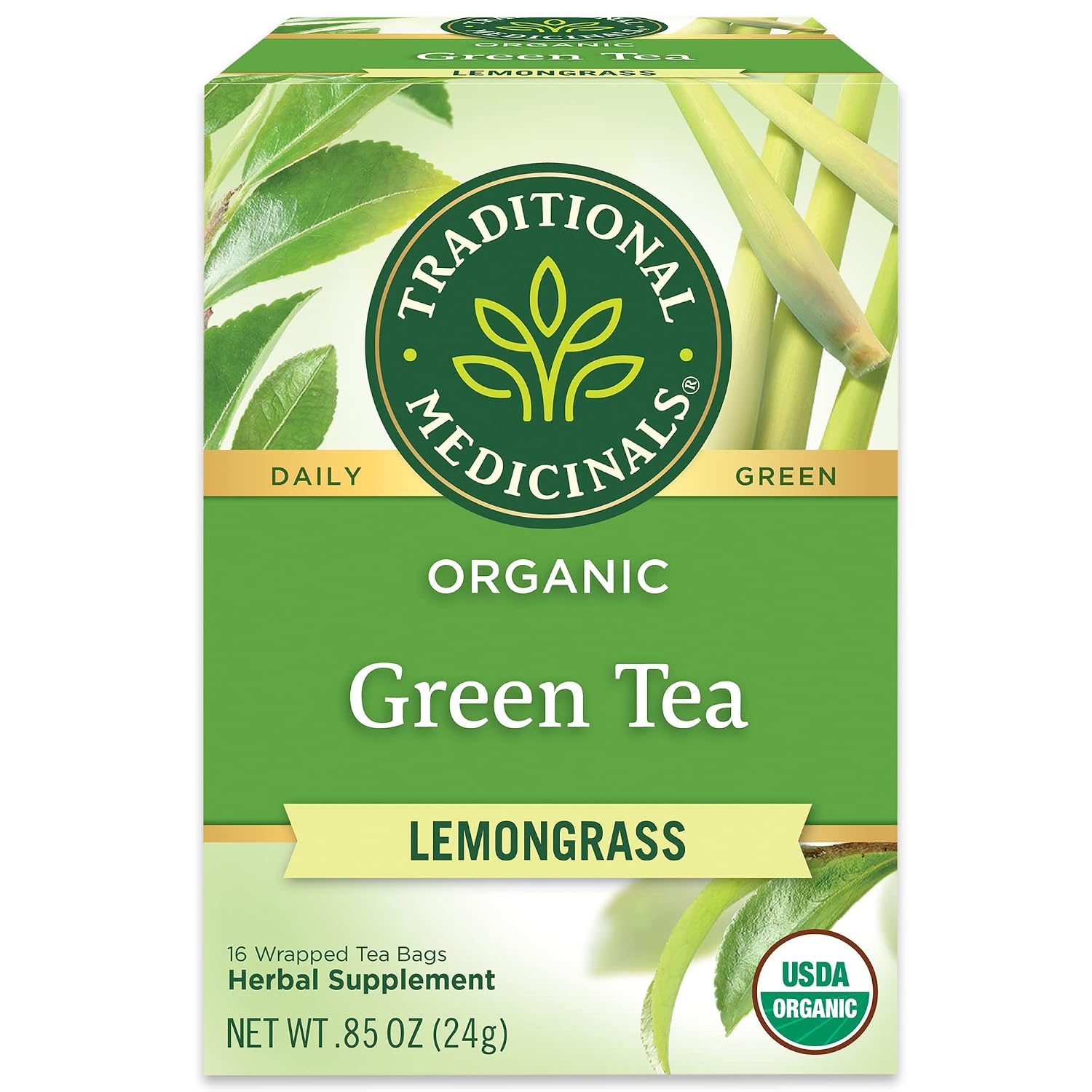 Traditional Medicinals Organic Green Tea Ginger, 16 Tea Bags | Promotes Healthy Digestion, Occasional Nausea & Indigestion Relief, Kosher, Non-GMO