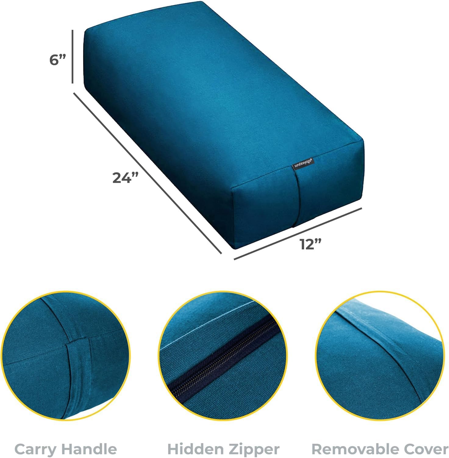 Firm Large Yoga Bolster, 24x12x6in