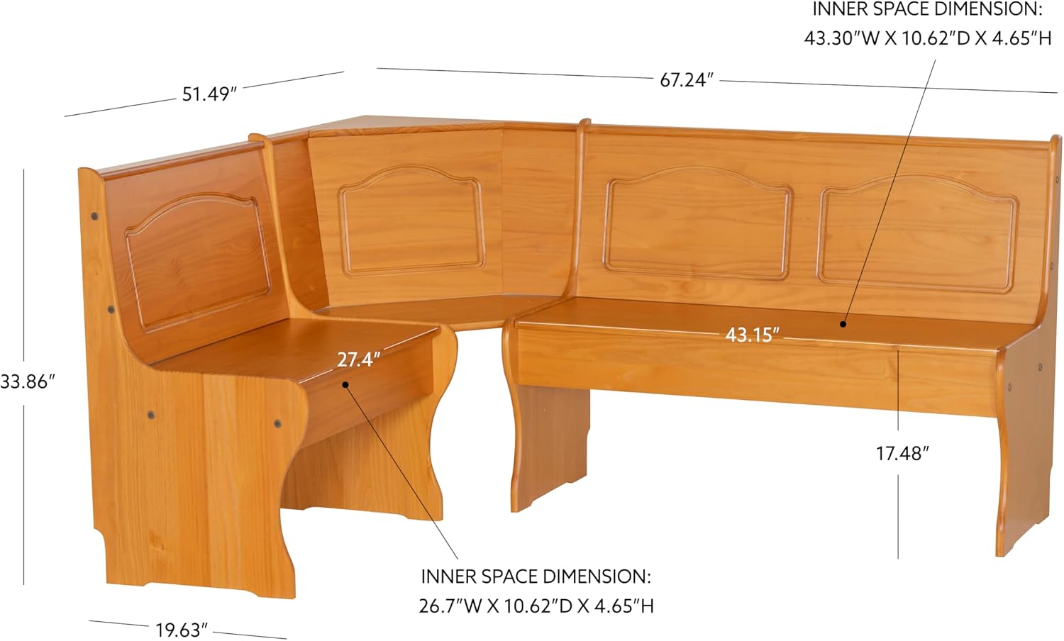 Linon Chelsea Kitchen Nook Table,Brown