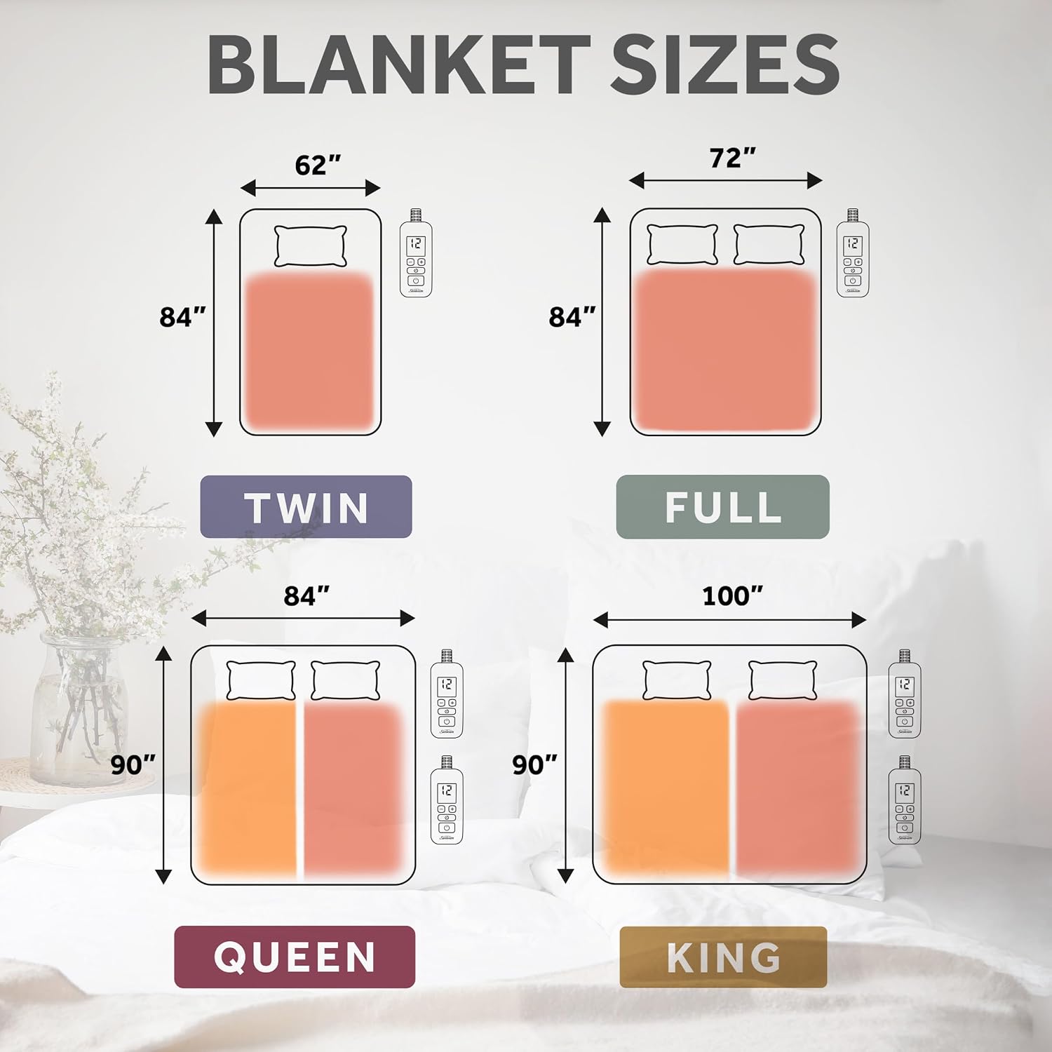 Sunbeam Electric Royal Posh Velvet Heated Blanket, 12 Heat Settings, 12-Hour Selectable Auto Shut-Off, Fast Heating, Warm and Lush, Champagne Color, King, 90" x 100"