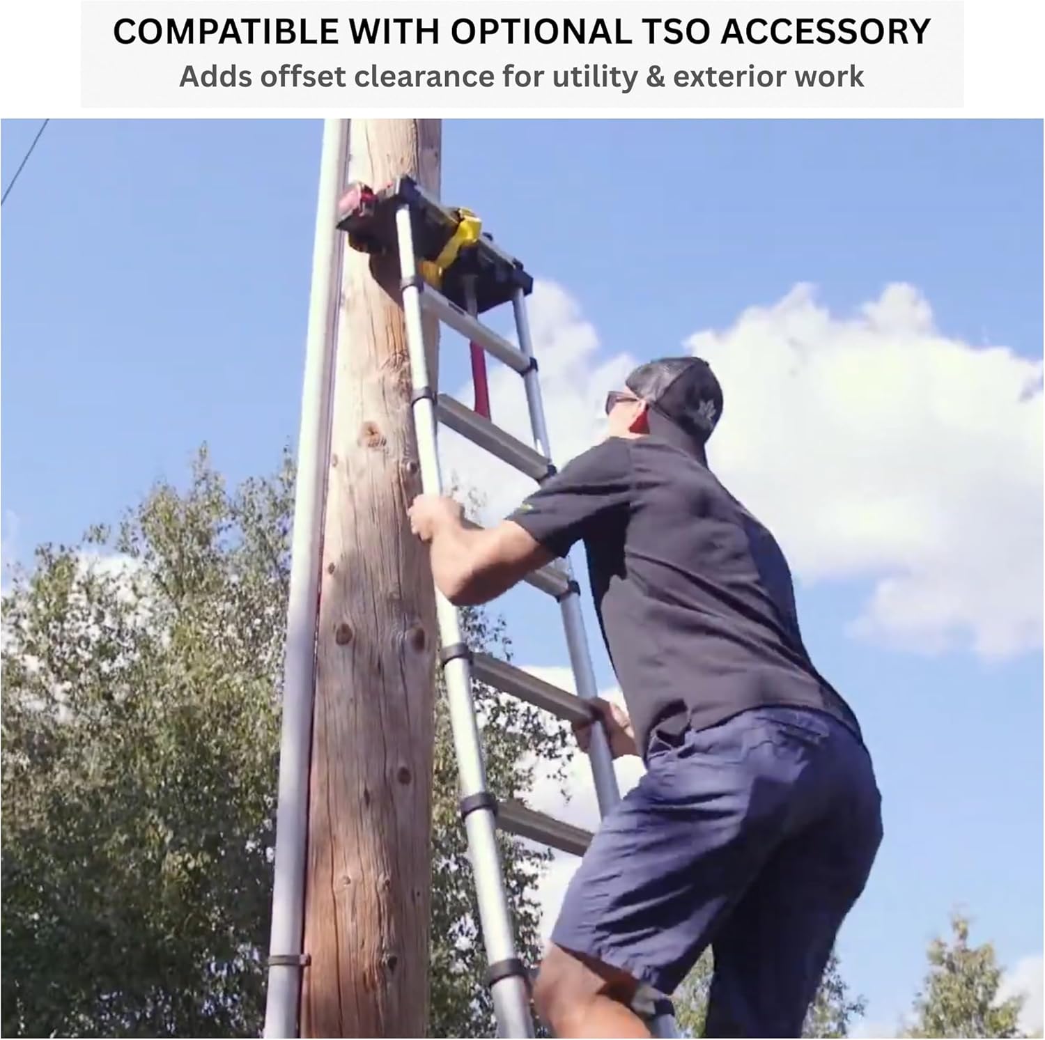 Telesteps 1800EP Pro Series Wide Step Telescoping Extension Ladder – 14.5 ft Height, 18 ft Reach | Type 1A 300 lb Rated