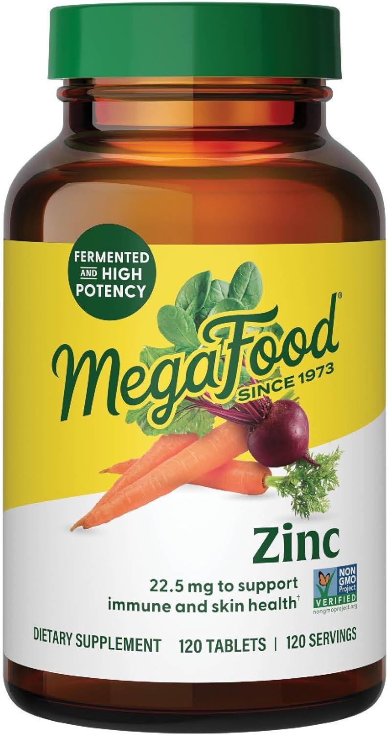 MegaFood Zinc Bisglycinate, High Absorption, Immune Support, 120 Tablets