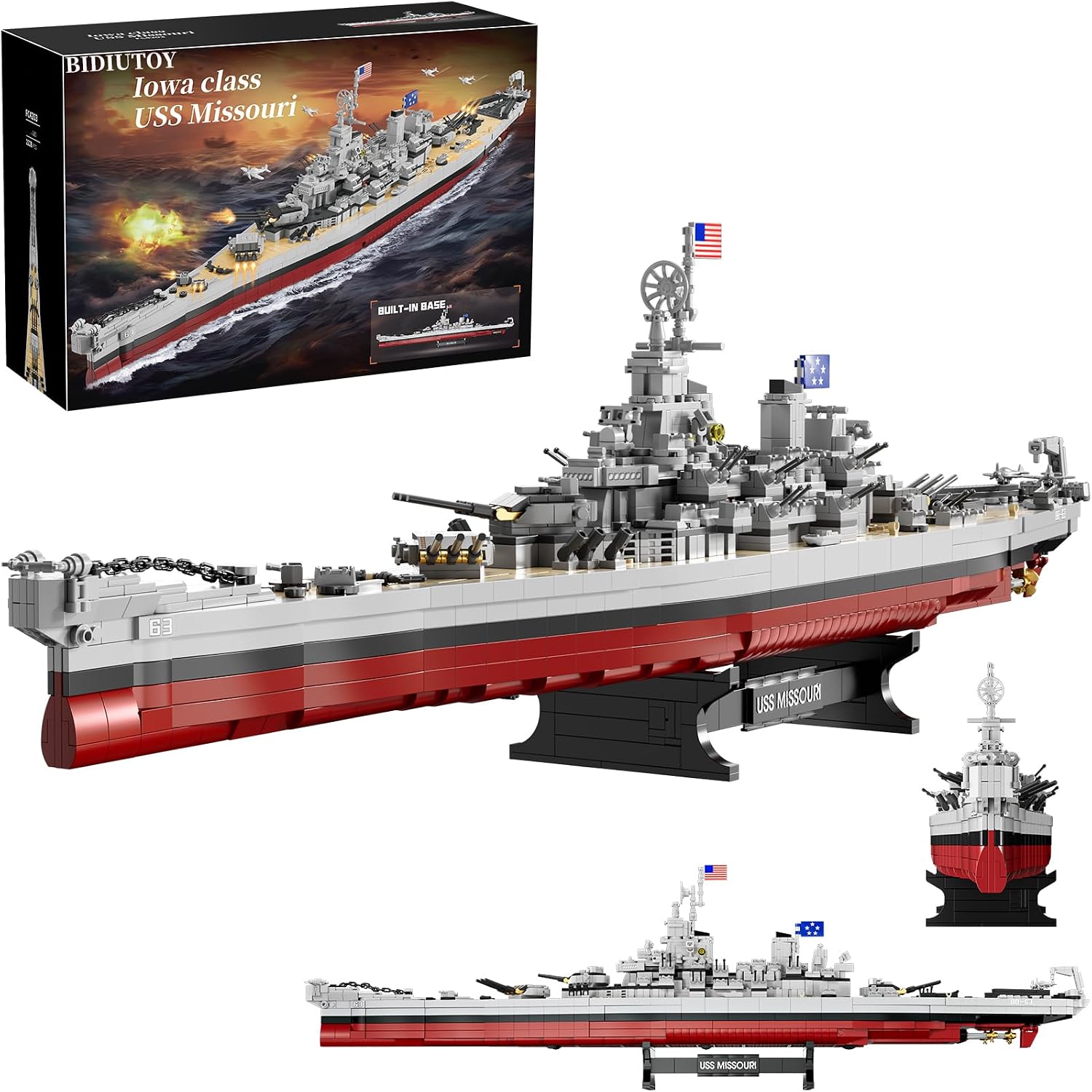 USS Missouri Battleship Building Blocks Set, 2228PCS WW2 Military Series Warship Model Building Kit