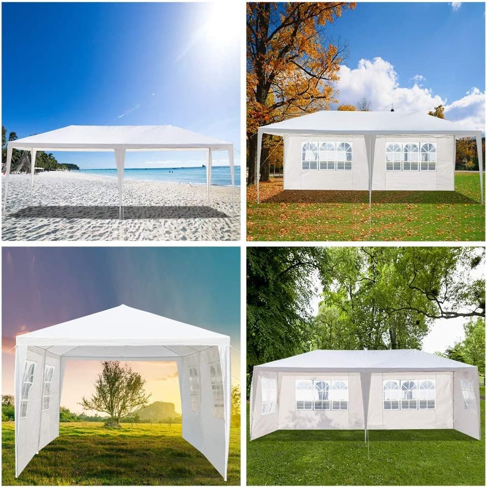 10' x 20' Outdoor Gazebo Canopy Waterproof Party Tent Wedding Canopy with Removable Sidewalls & Brighter Church Windows