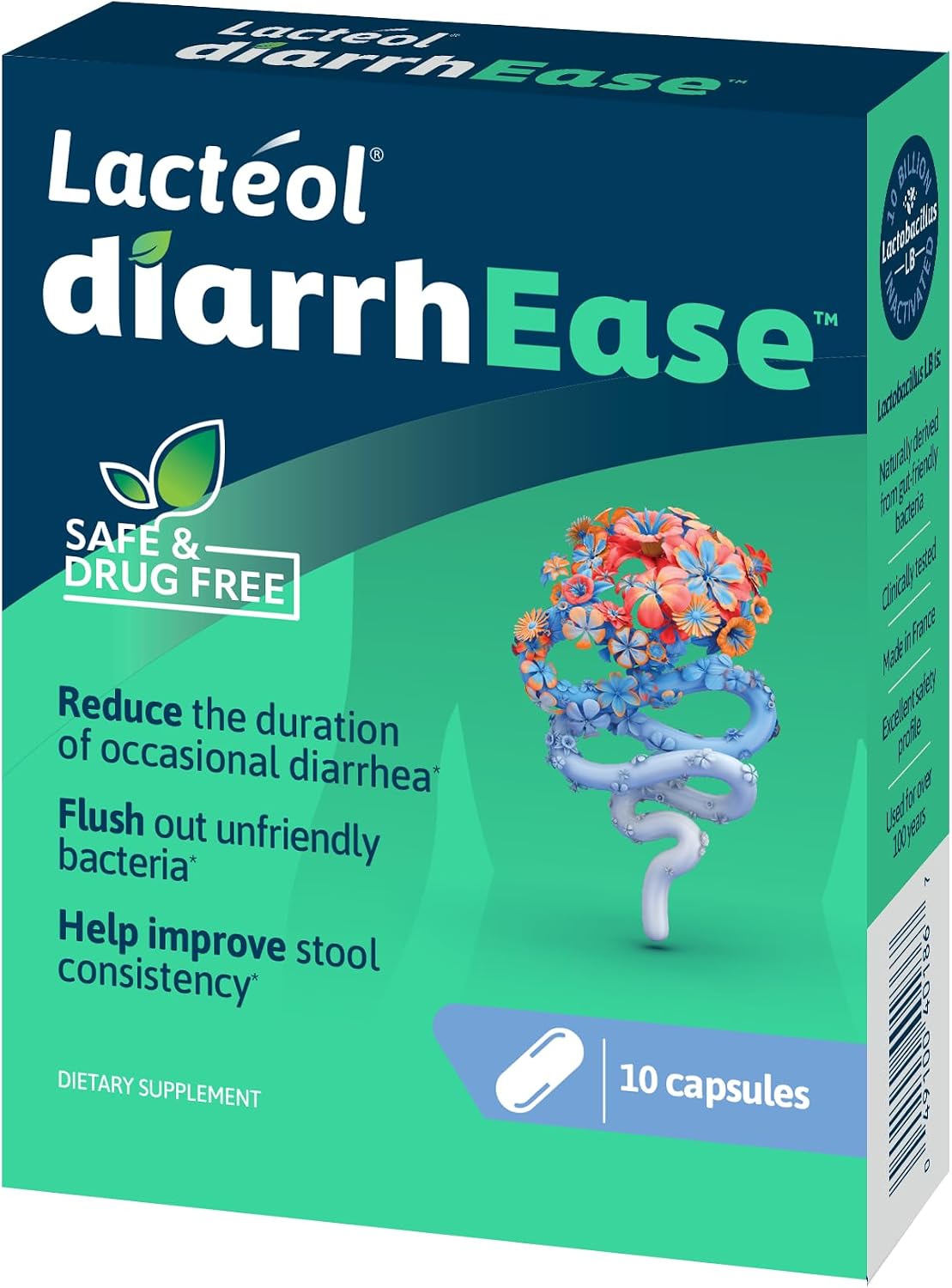 Lactéol diarrhEase Postbiotic, Helps with Occasional Diarrhea, 10 Count | Lactobacillus LB Postbioitic, Drug-Free Helps Restores Gut Microbiota Balance*, Ages 6+, Results Within One Day
