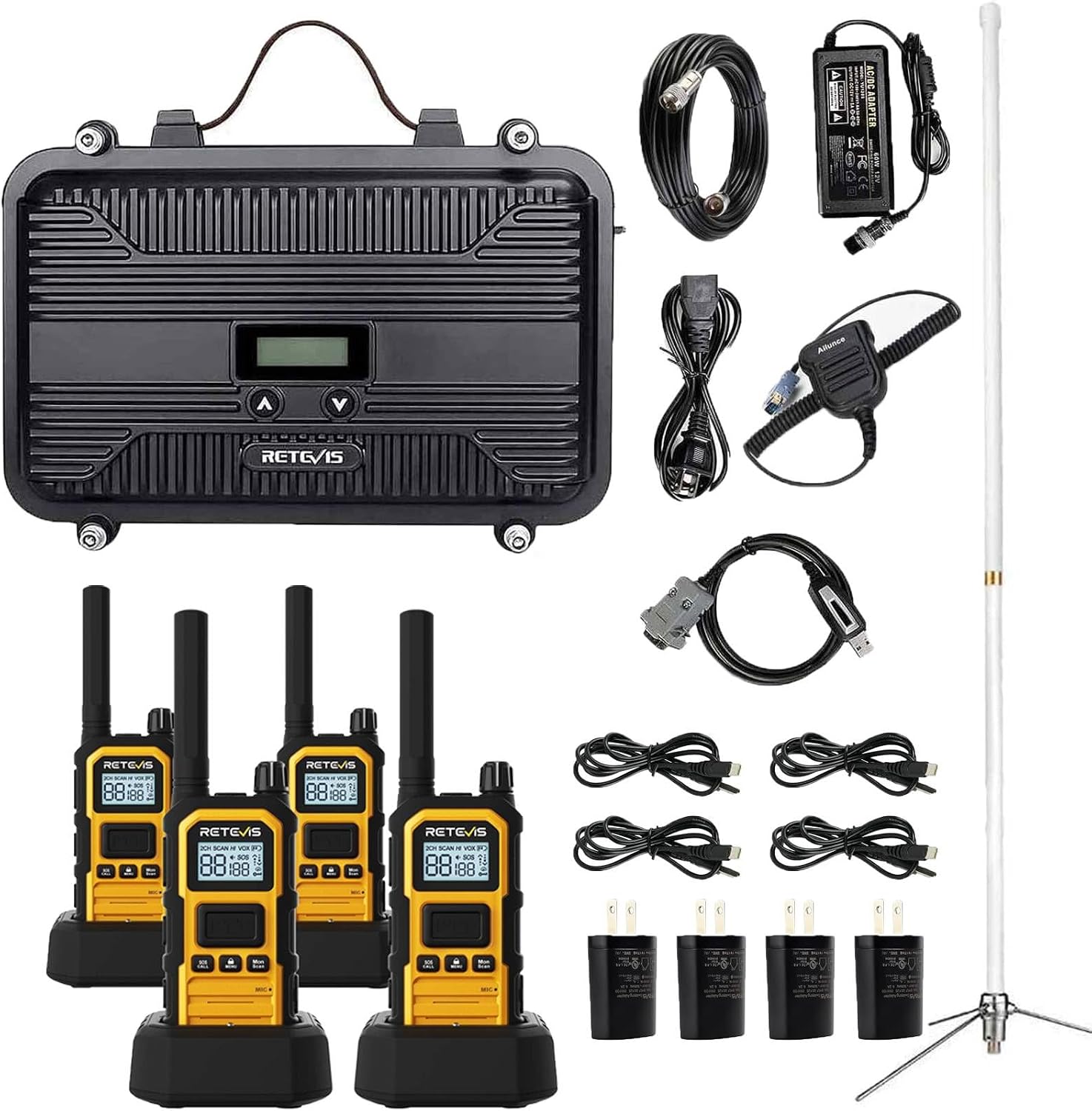 Retevis RB48PLUS GMRS Walkie Talkies Long Range,IP67 Waterproof 2 Way Radio | Repeater Capable, Dual PTT, Vibration Alert, NOAA, SOS, for Hurricane Preparedness, Emergency Communication, Outdoor, 2 Pack