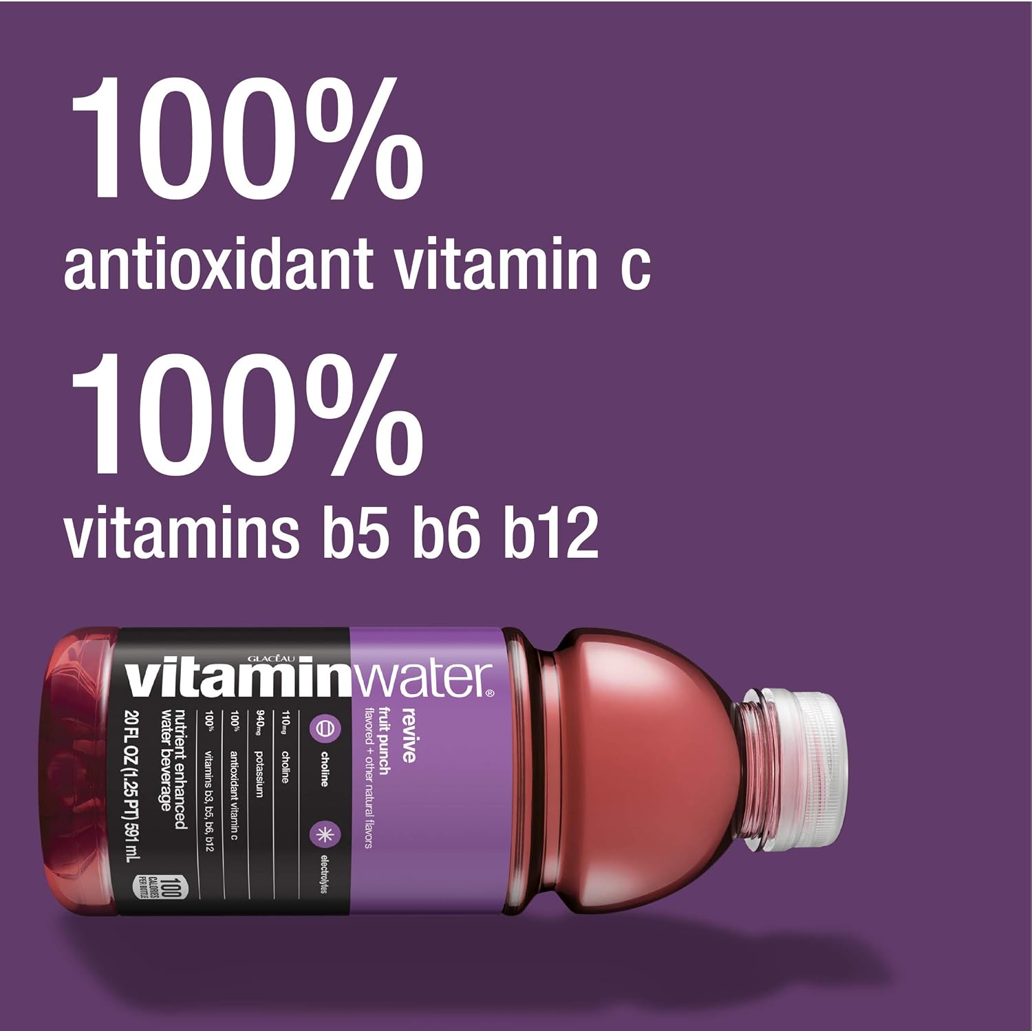 vitaminwater Power-C Dragonfruit Water Beverage, 16.9 fl oz, 6 pack | Bottled, nutrient-enhanced flavored water drink with 90 calories per bottle, antioxidants, and vitamins