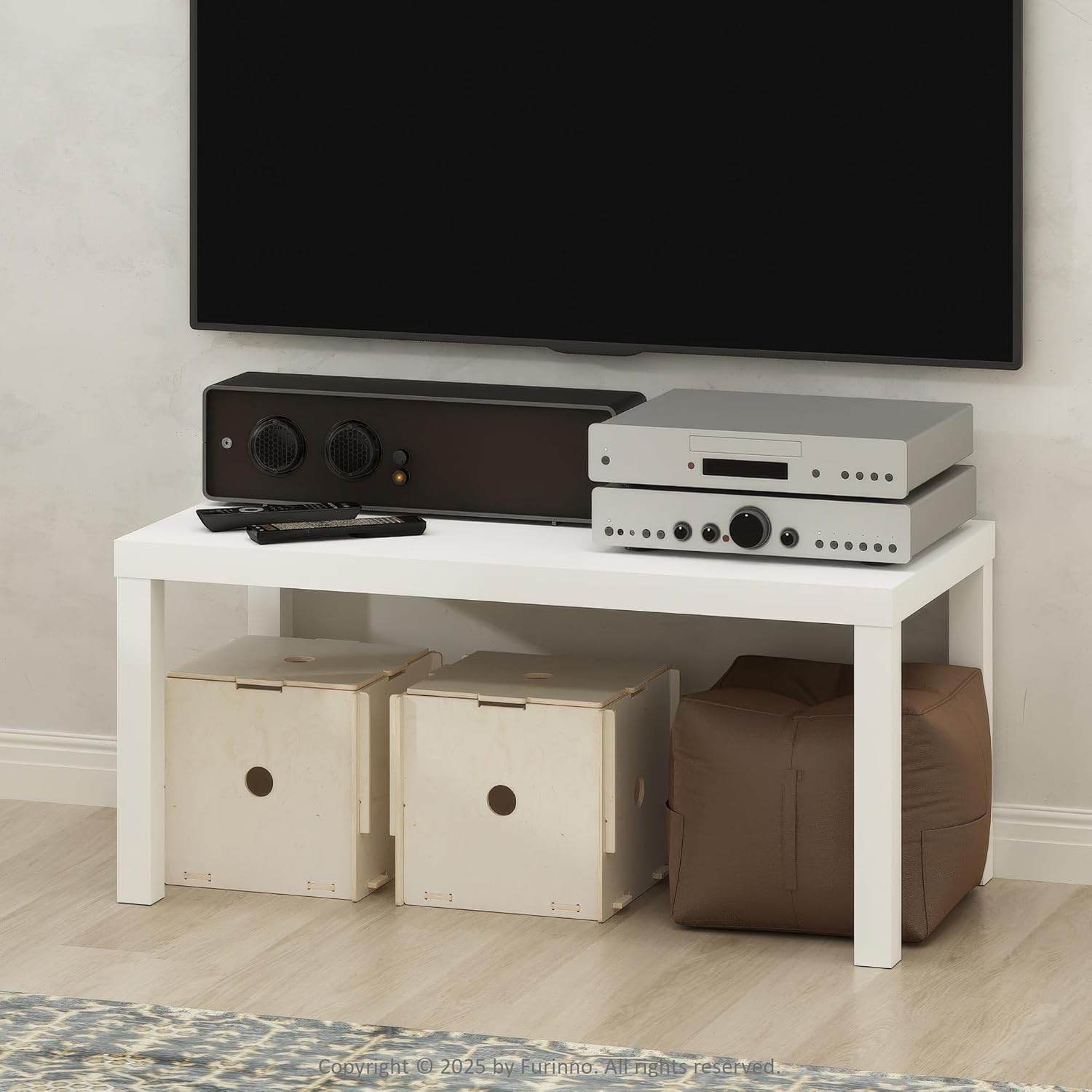 Furinno Moretti 3-Tier Metal Frame TV Stand, French Oak Grey