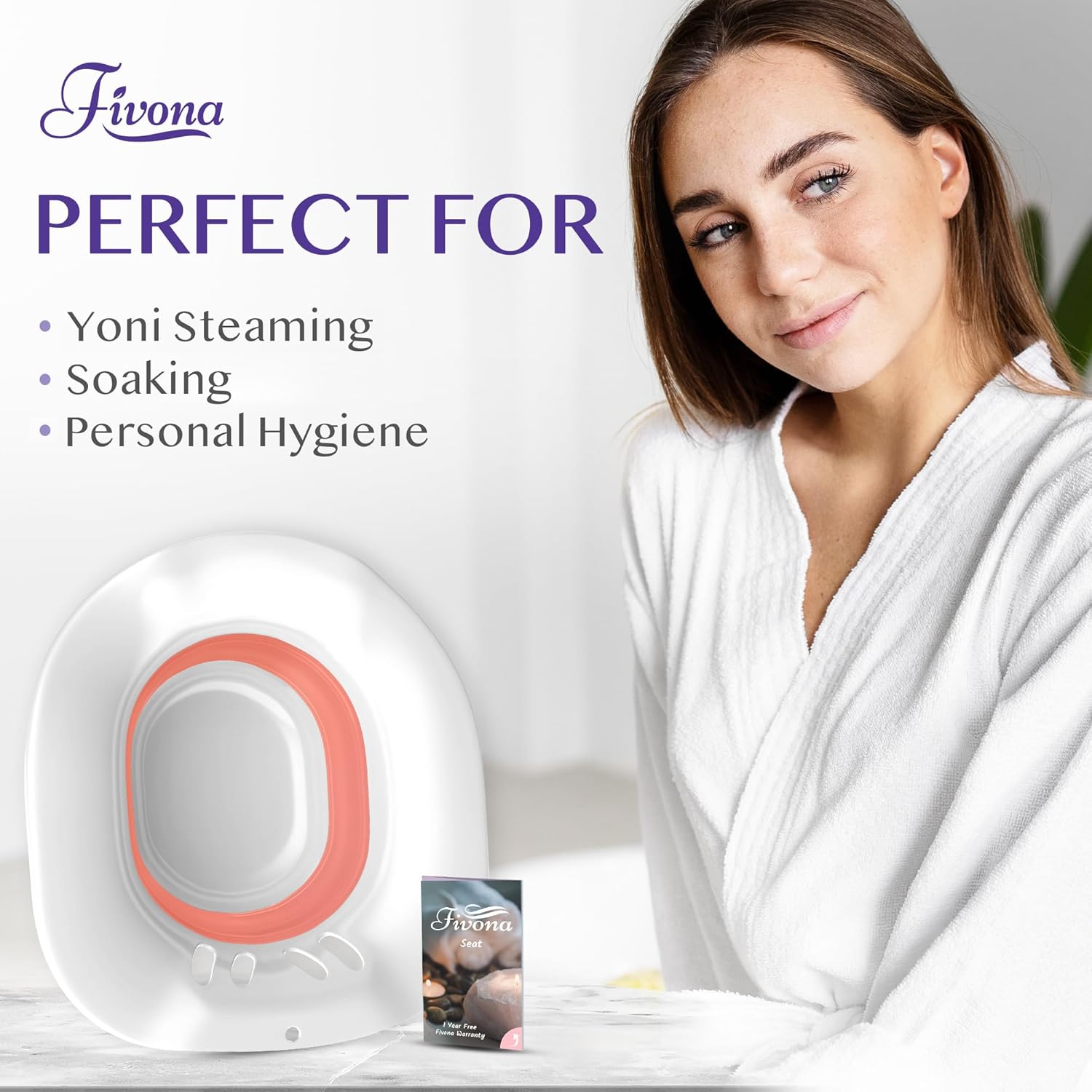 Fivona Sitz Bath for Toilet Seat Postpartum and Hemorrhoids Care - Yoni Steam Seat - Foldable Basin for Epsom Salt Soak - Portable Bidet BPA Free