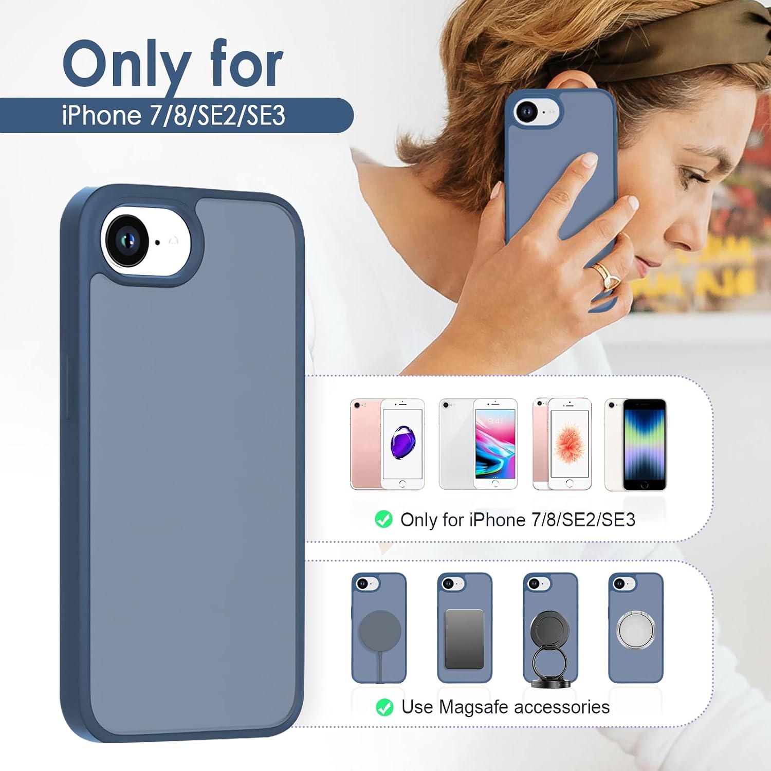 TENOC Phone Case Compatible with iPhone SE (2nd 2020 and 3rd 2022 Generation) & iPhone 7 & iPhone 8, Clear Case Shockproof Protective Bumper Slim Cover for 4.7 Inch