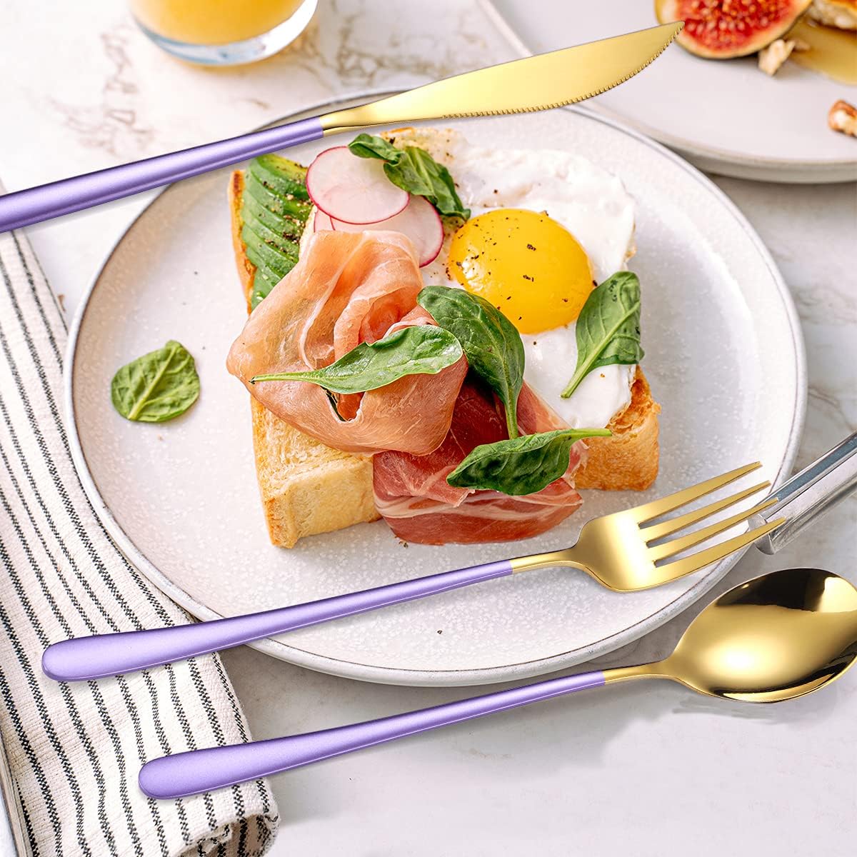 AARAINBOW 6 Pieces 18/8 Stainless Steel Flatware Set Portable Reusable Cutlery Set Travel Utensils Set Including Chopsticks Knife Fork Spoon Straws