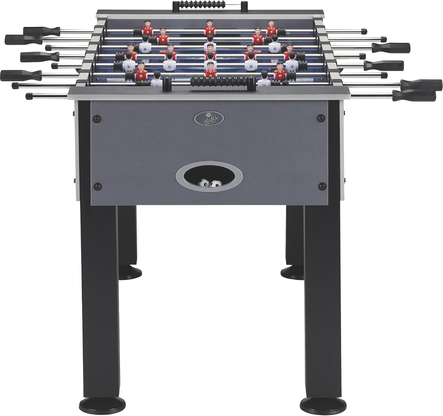 Fat Cat Rebel 4.5 Foot Foosball Table, Soccer Table Game with Quick Snap Rods, Blue Playing Field, Abacus Scoring, Includes 4 Foosball Balls