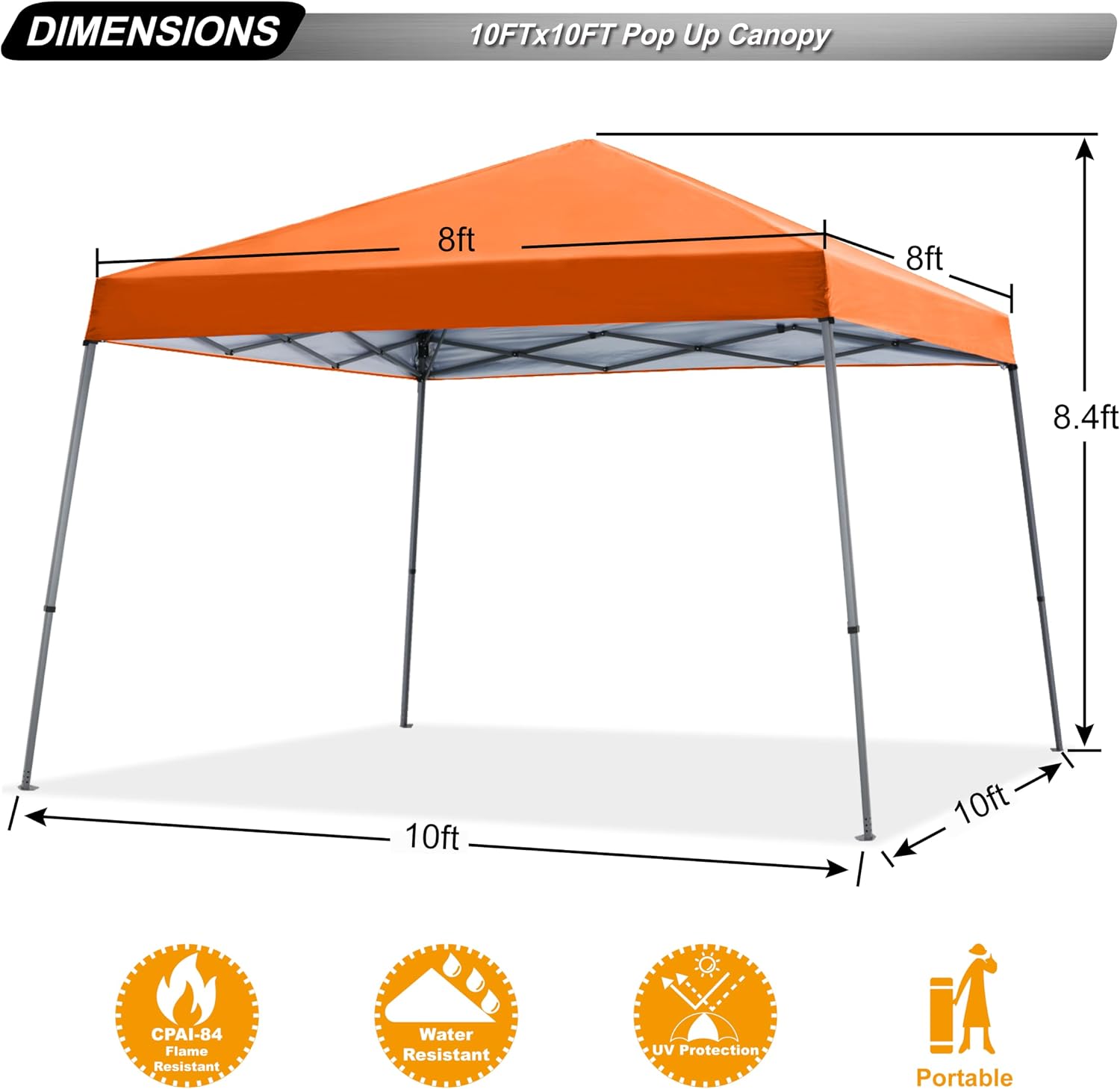 ABCCANOPY 11x11 Pop Up Canopy Tent, Stable Slant Leg Outdoor Shade, Black