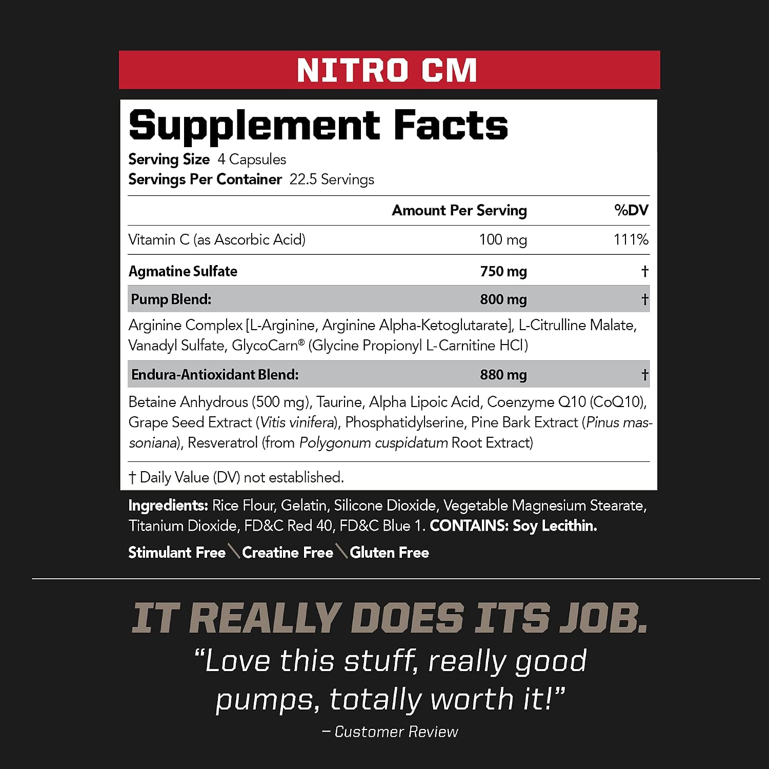 PMD Sports Nitro CM Nitric Oxide with Agmatine Supplement - 90 Capsules | Muscle Growth Support, Muscle Pump, L-Arginine, Endurance Antioxidants Boost