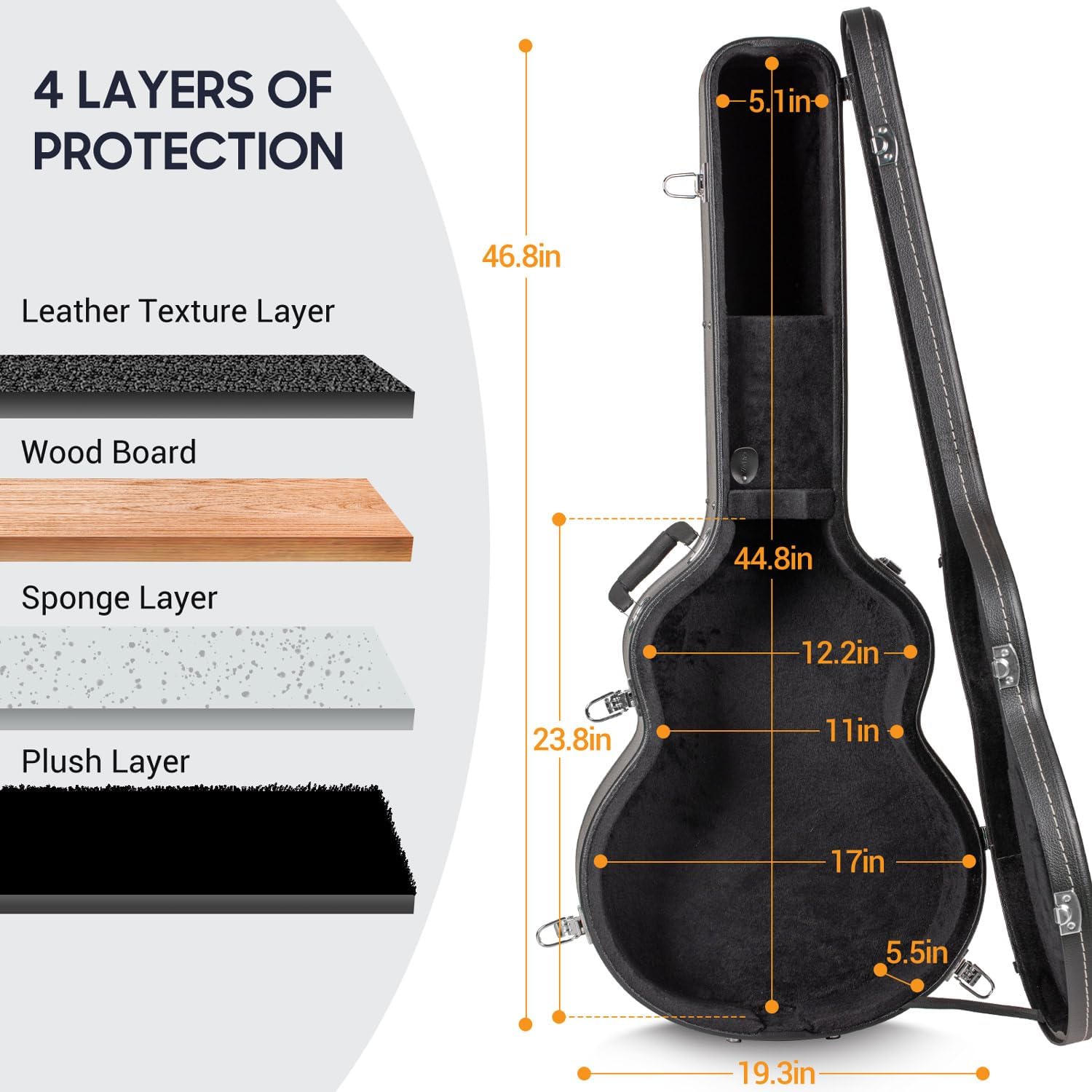 CAHAYA Electric Guitar Bag Gig Bag 6mm Padding Padded Backpack with Reflective Bands Soft Guitar Case Black CY0225