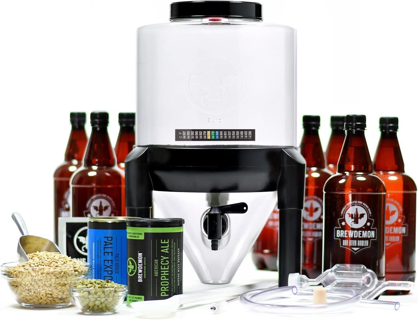 Craft Beer Making Kit Pro – NO AIRLOCK OR SIPHON REQUIRED – Conical Fermenter Eliminates Sediment and Makes Great Tasting Beer at Home