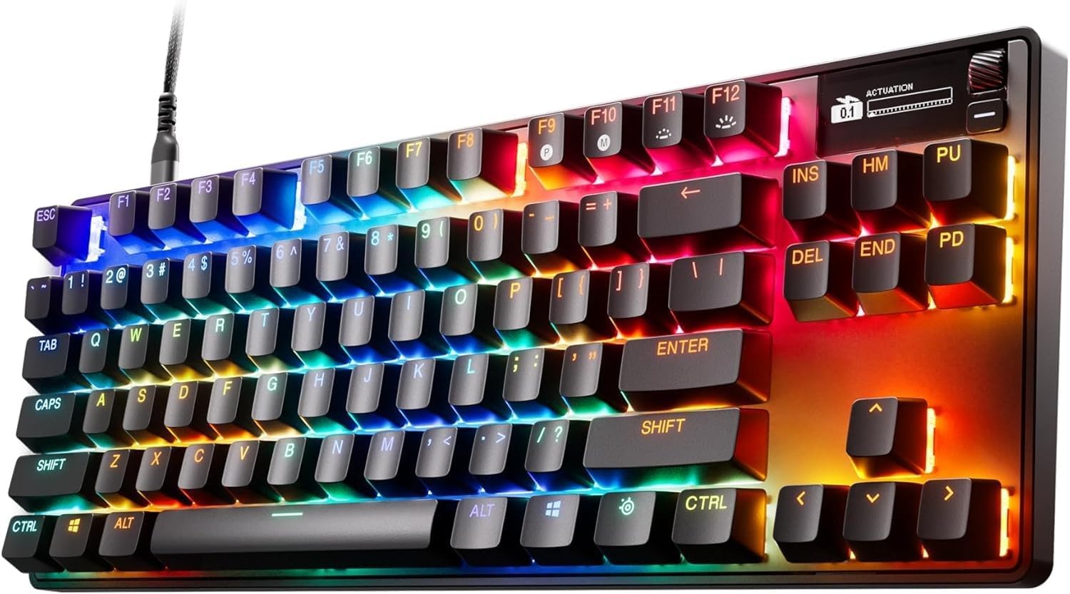 SteelSeries Apex Pro TKL Gen 3 - HyperMagnetic Gaming Keyboard - OmniPoint 3.0 Switches - Adjustable Response - Rapid Trigger - Rapid Tap/SOCD - OLED - PBT Keycaps - USB-C - US Layout QWERTY