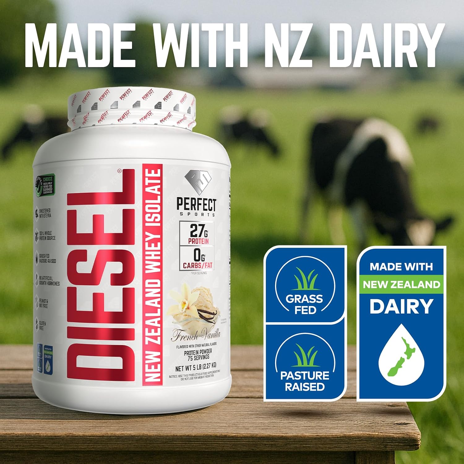 PERFECT SPORTS Diesel Whey Protein Isolate, Milk Chocolate, 2 lb