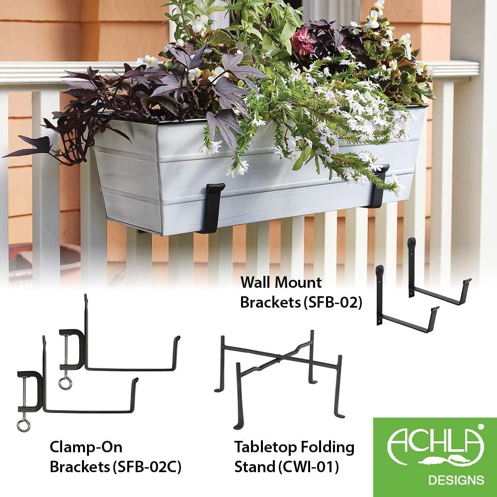 Achla Designs Galvanized Window Flower Box Planter-Green-Medium (24" L x 9.5" W x 7.5" H)