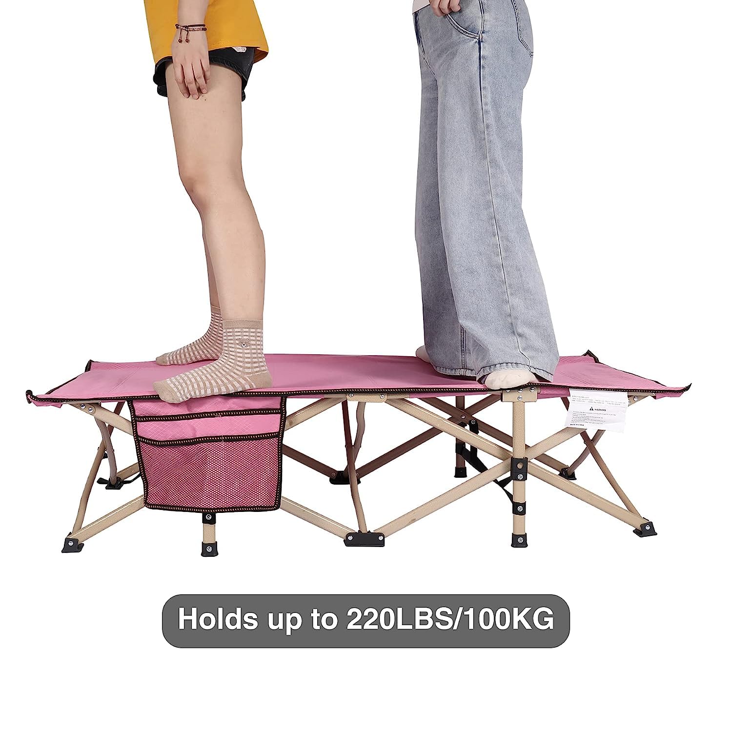 REDCAMP Extra Long Kids Cot for Camping 2-7 Years, Portable Travel Toddler Cot Bed with Carry Bag, Lightweight for Outdoor Indoor Home, Blue 53''x26''