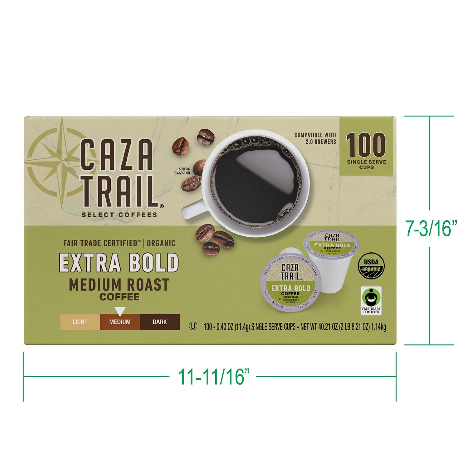 Caza Trail Coffee, Kona Blend, 100 Single Serve Cups