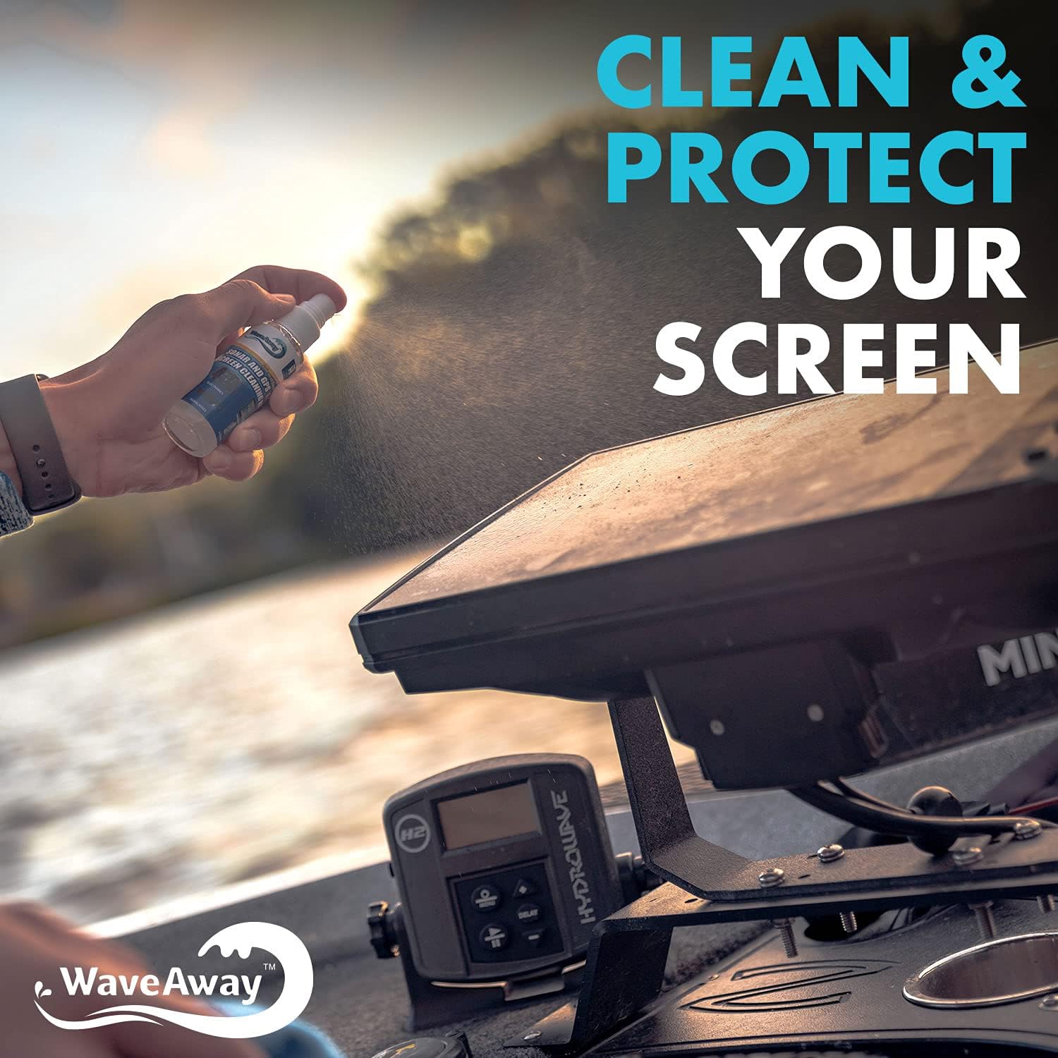 T-H Marine Wave Away Sonar & GPS Screen Cleaner Kit – Ammonia-Free LCD Screen Cleaner with Microfiber Cloth – Drip-Resistant
