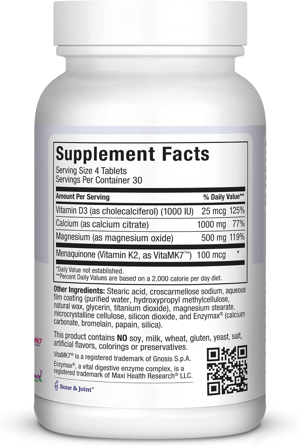 4-in-1 Calcium 1000mg with Vitamin D3 - Calcium Supplement for Women and Men with Vitamin K2 D3 1000 IU - Extra Strength Calcium Citrate for Bone