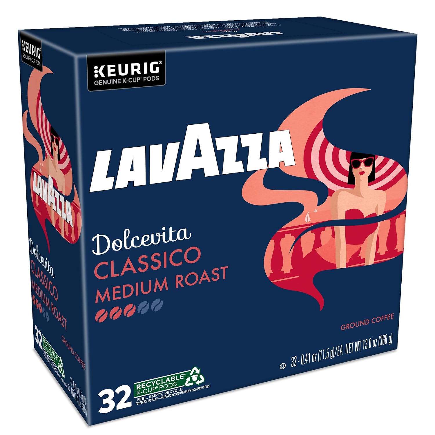Lavazza Espresso, Single-Serve Keurig K-Cup Pods, Medium Roast Coffee, 32-Count Box