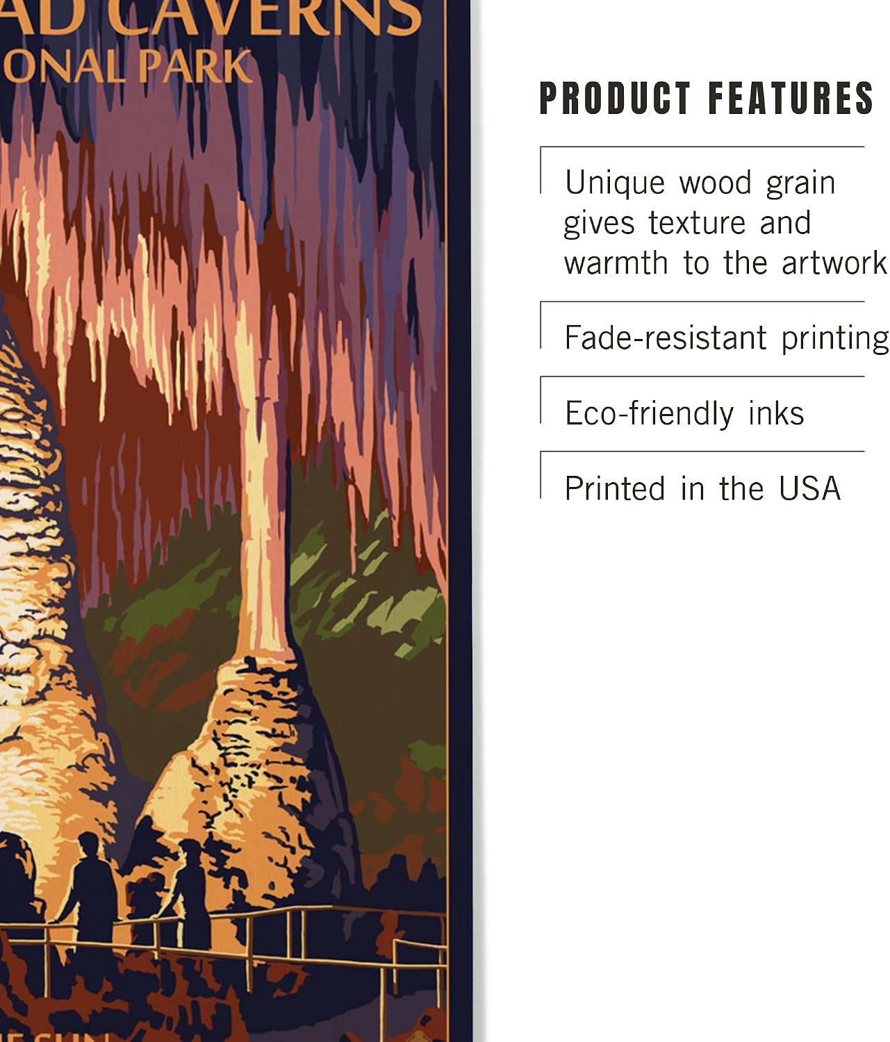 Lantern Press 10x15 Inch Wood Sign, Ready to Hang Wall Decor, Carlsbad Caverns National Park, New Mexico, Painterly, Temple of the Sun